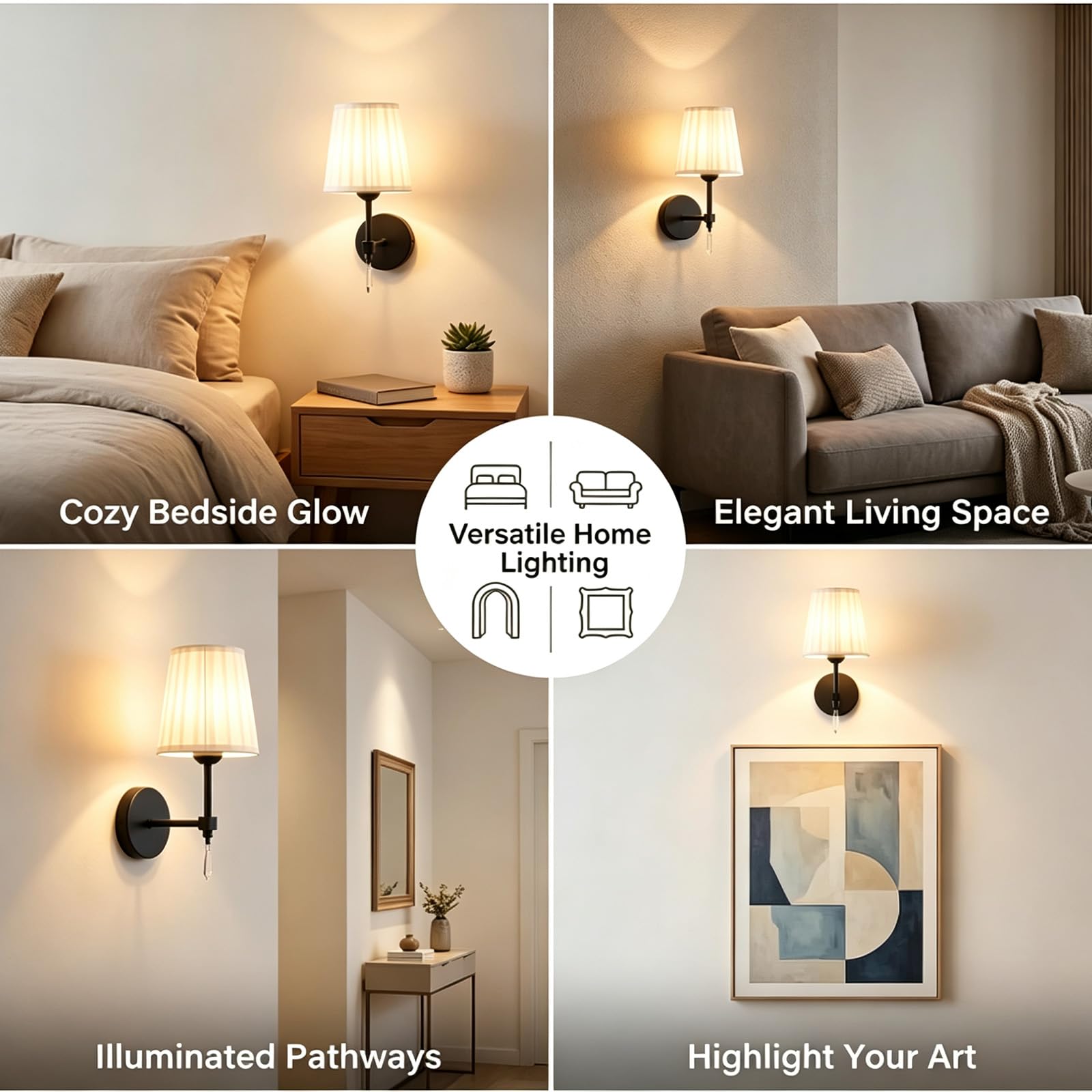 Lampada da Parete Interno Ricaricabile LED RGB Dimmerabile Applique da Parete con Telecomando Senza Fili Iluminazioni per Pareti Paralume in Tessuto Soggiorno Camera da Letto Corridoio (Oro,1 Pezzi)