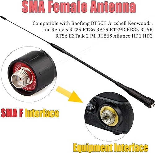 Miniatura 2 de Ailunce Antena de radio bidireccional de doble banda SMA-F VHF UHF 136-174400-480MHz compatible con Walkie Talkies Ailunce HD1 Retevis RT29 (paquete