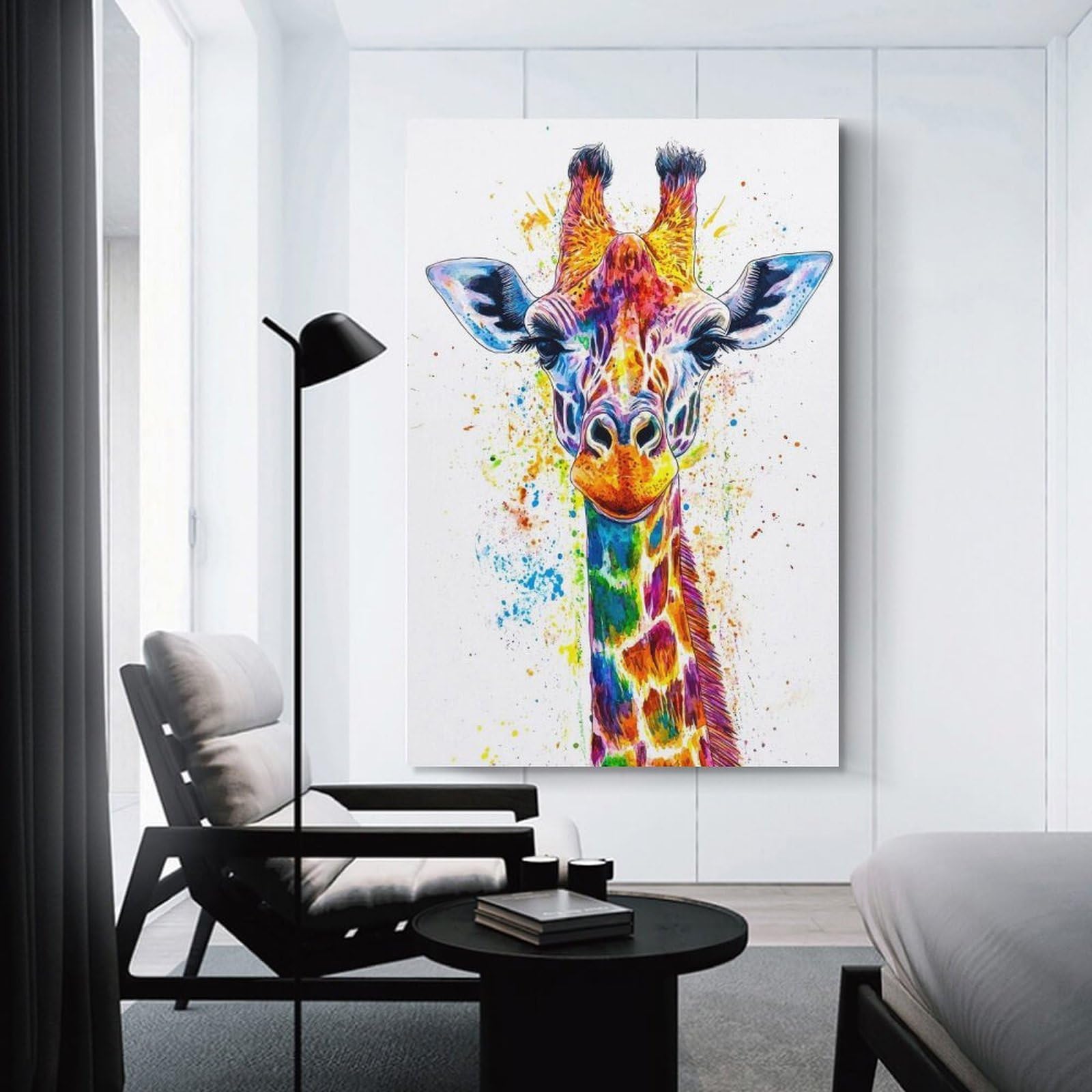 Junmoney Home Decor Wall Art Colorful Giraffe Portrait(3), 24x36inch(60x90cm), for Gallery Wall Decor And Room Displays, An Easy Match for Collected Prints