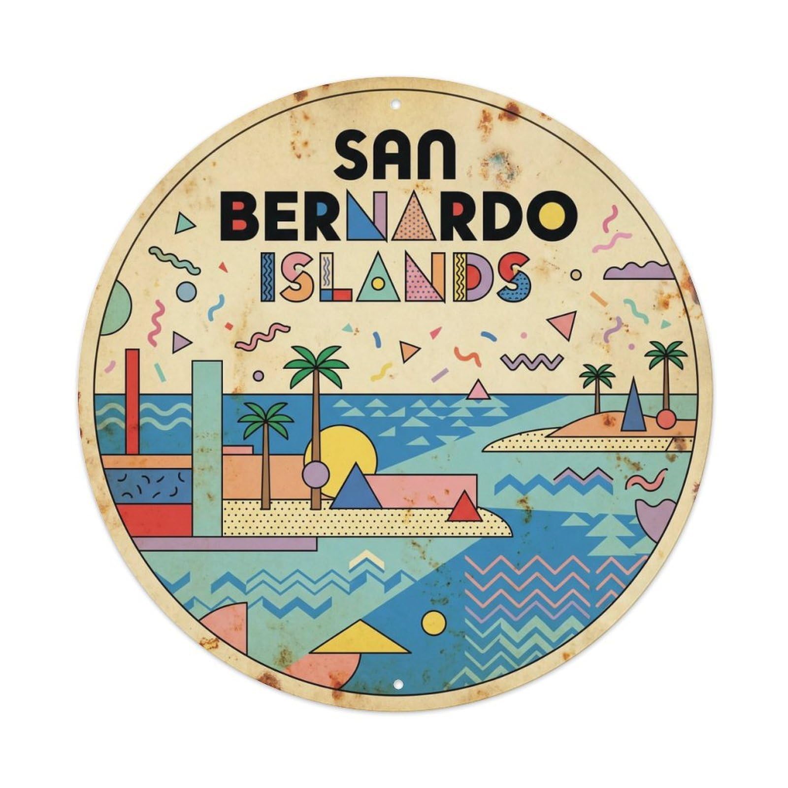 San Bernardo Islands Seaside Scenery Geometric Metal Tin Sign