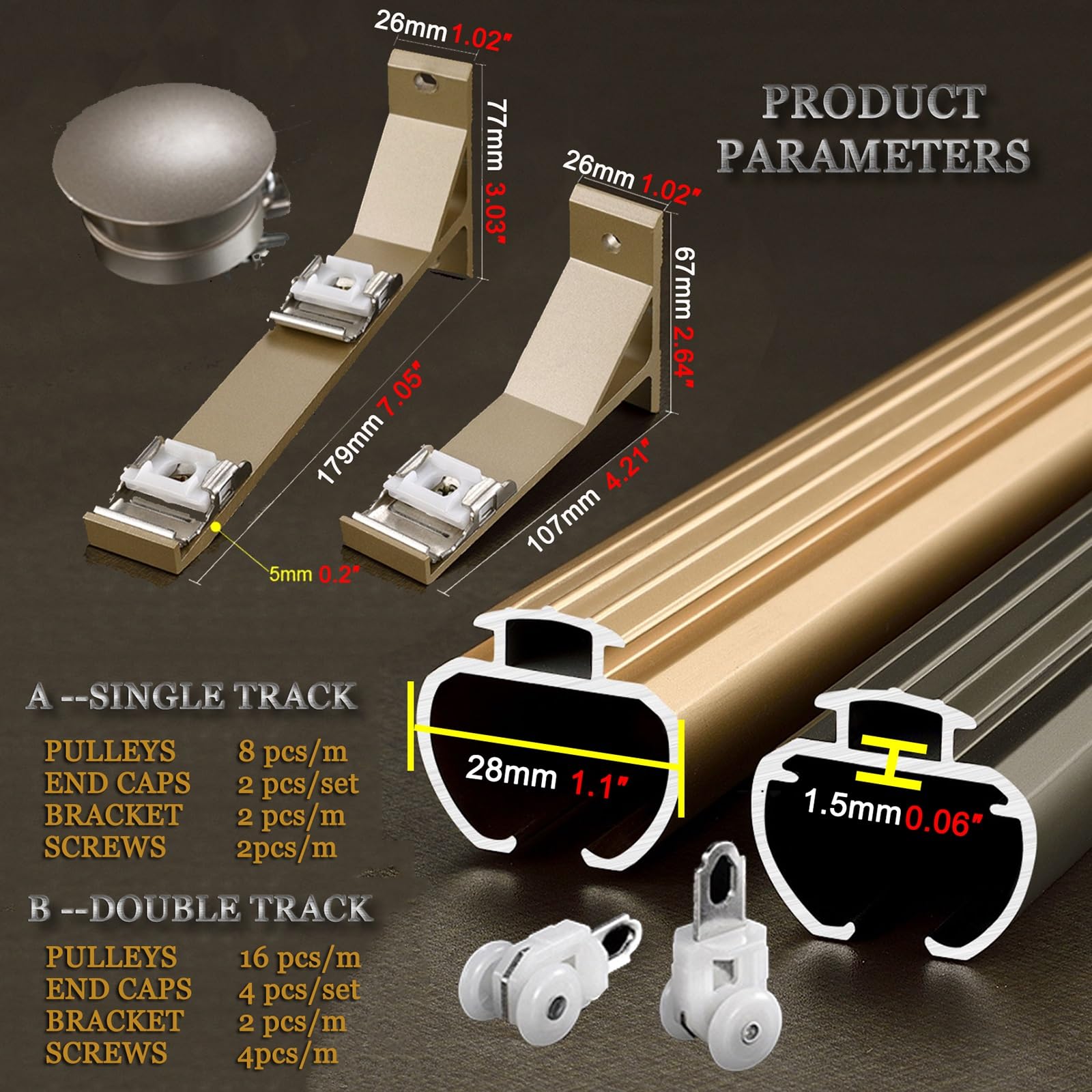 Robusto set binario per tenda in alluminio singolo/doppio con kit completo disponibile in 7 colori – grigio Dimensioni B-2 m/1 m x 2 m per una facile installazione.