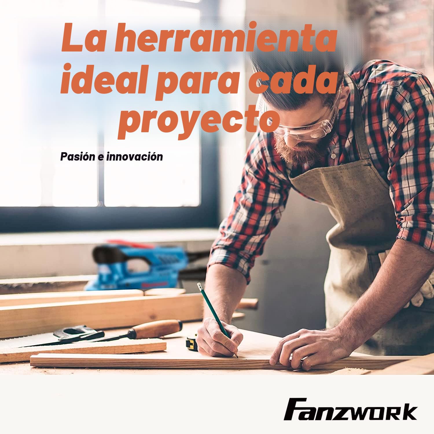 FANZWORK Lijadora rotorbital EZ150A, 350W, órbita de 5 mm, disco de 150 mm, 7 velocidades, freno de disco, 15 lijas, disco de repuesto y maletín de transporte.