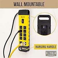 Vista 6 de es una marca de propiedad estadounidense con protector de sobretensiones de 10 tomas de corriente, resistente a sobretensiones de metal negro