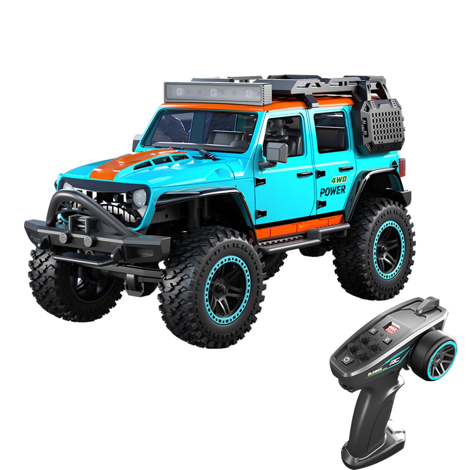 RC Crawler 4WD Velocità Elevata Auto Telecomandata, 1:20 Scala con Luci LED per Avventure Notturne, Bianco