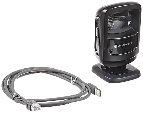 Symbol DS9208 lector de código de barras de escritorio LED omnidireccional con cable con interfaz de host USB y cable de 7 pies, 5V CC, negro