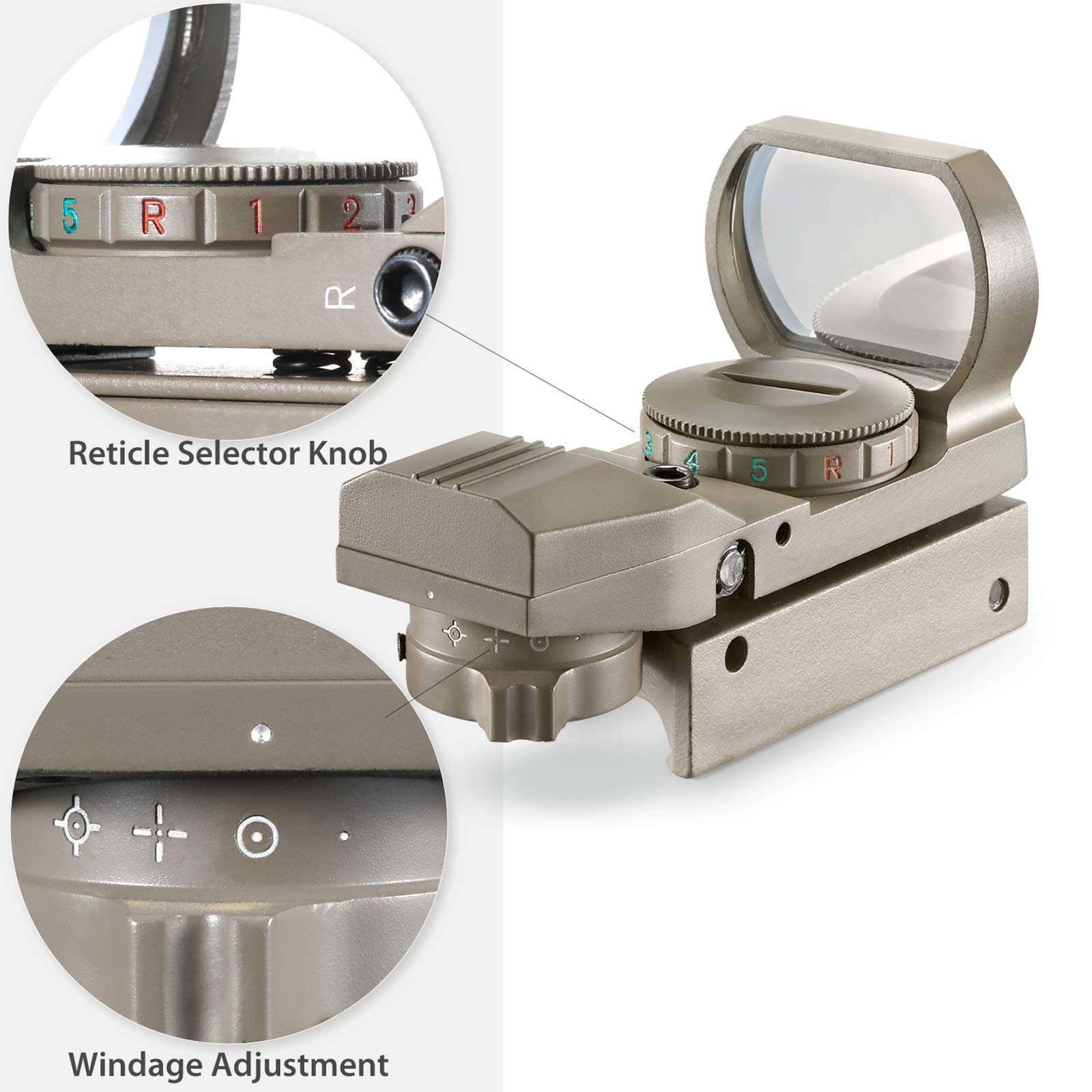 Ohuhu Red Green Dot Sight Gun Sight Scope Reflex Sight with 4