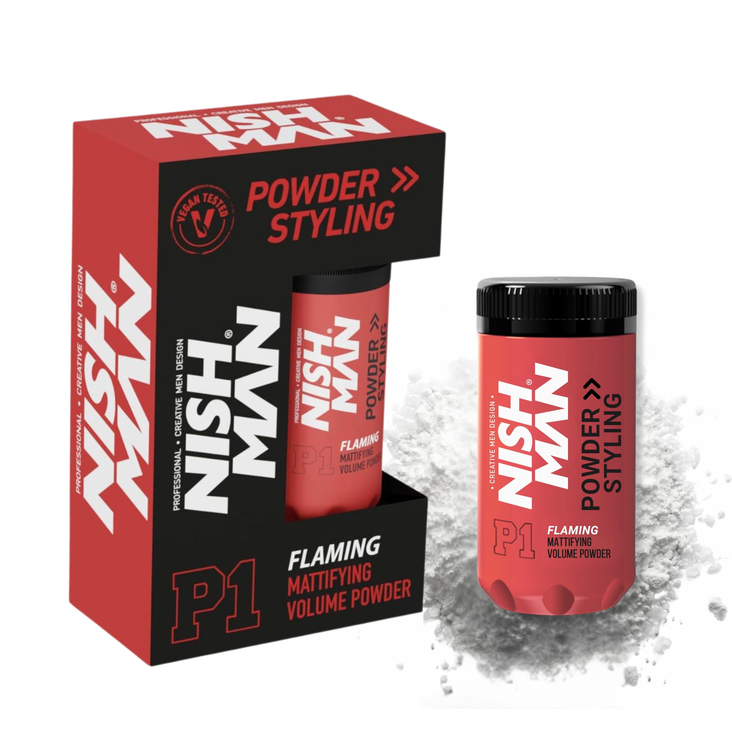 NISHMAN Hair Styling Powder P1 Flaming 20g - Mango Scent - Maximum Volume Boost and Texture - Flexible Hold and Matte Finish