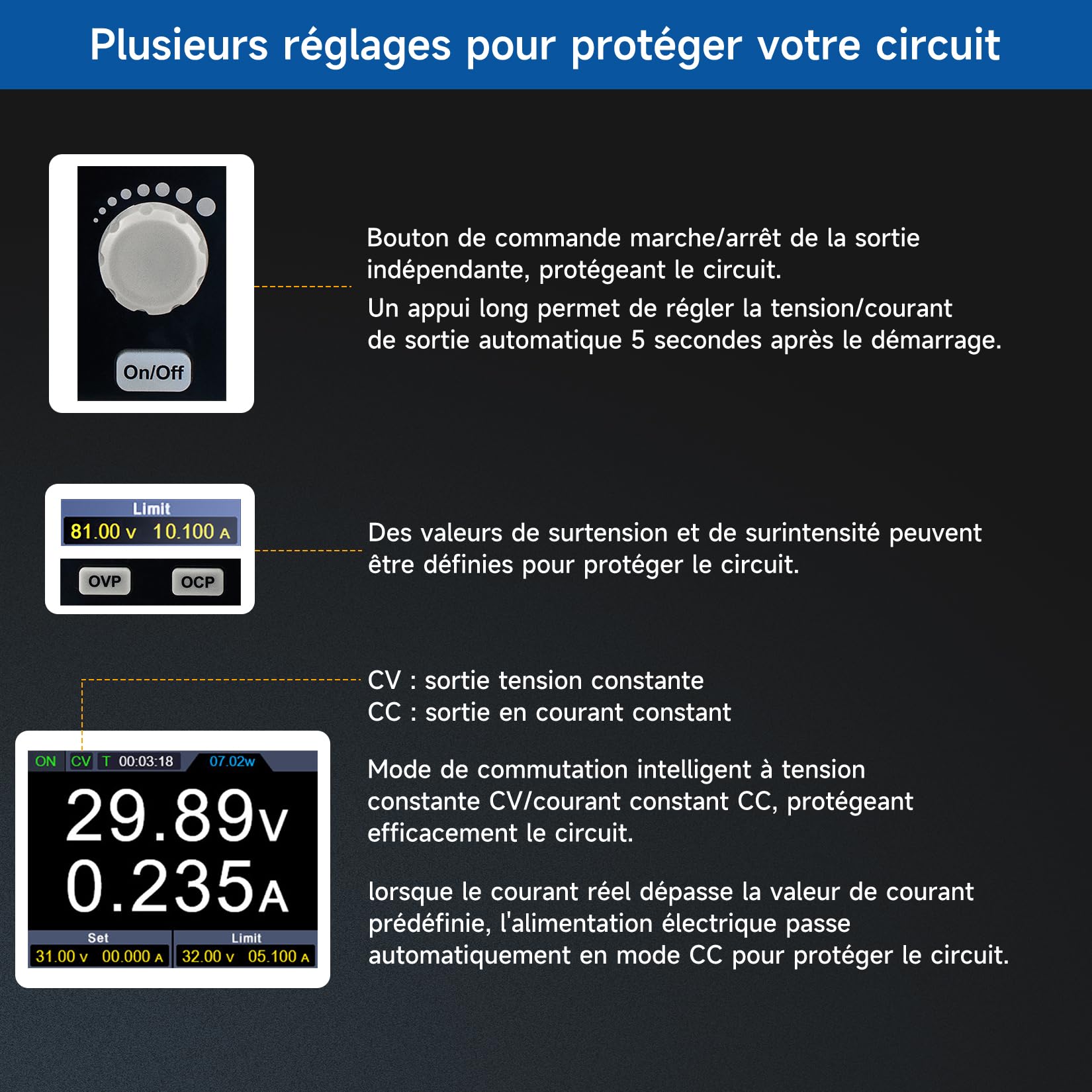 OWON SPE8205 Alimentation CC programmable (0-80 V 0-20 A), Puissance de Sortie 500 W, Ensemble d'alimentation de Banc résolution 10 mV/1 mA, Alimentation CC avec Sortie Stable