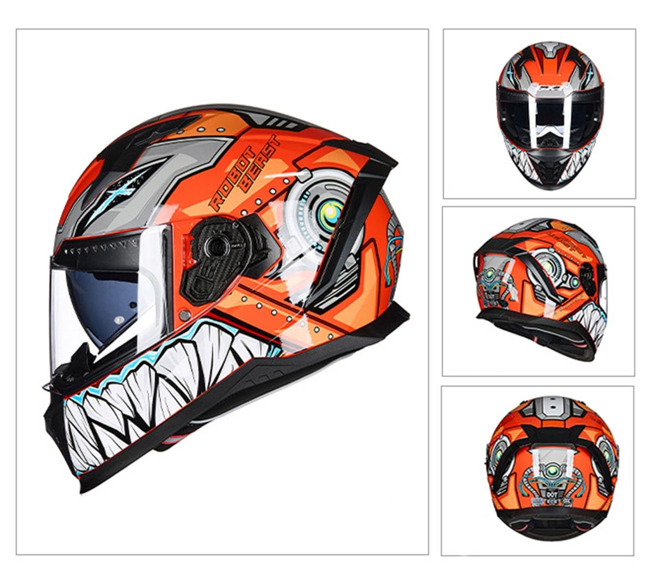 Integralhelm Motorradhelm,Scooter Motocross Helm Mit Doppelvisier Vollvisierhelm Roller Moped-Helm ECE Zertifiziert Stoßfester Integrierter Helm Racing Helm Für Frauen Männer