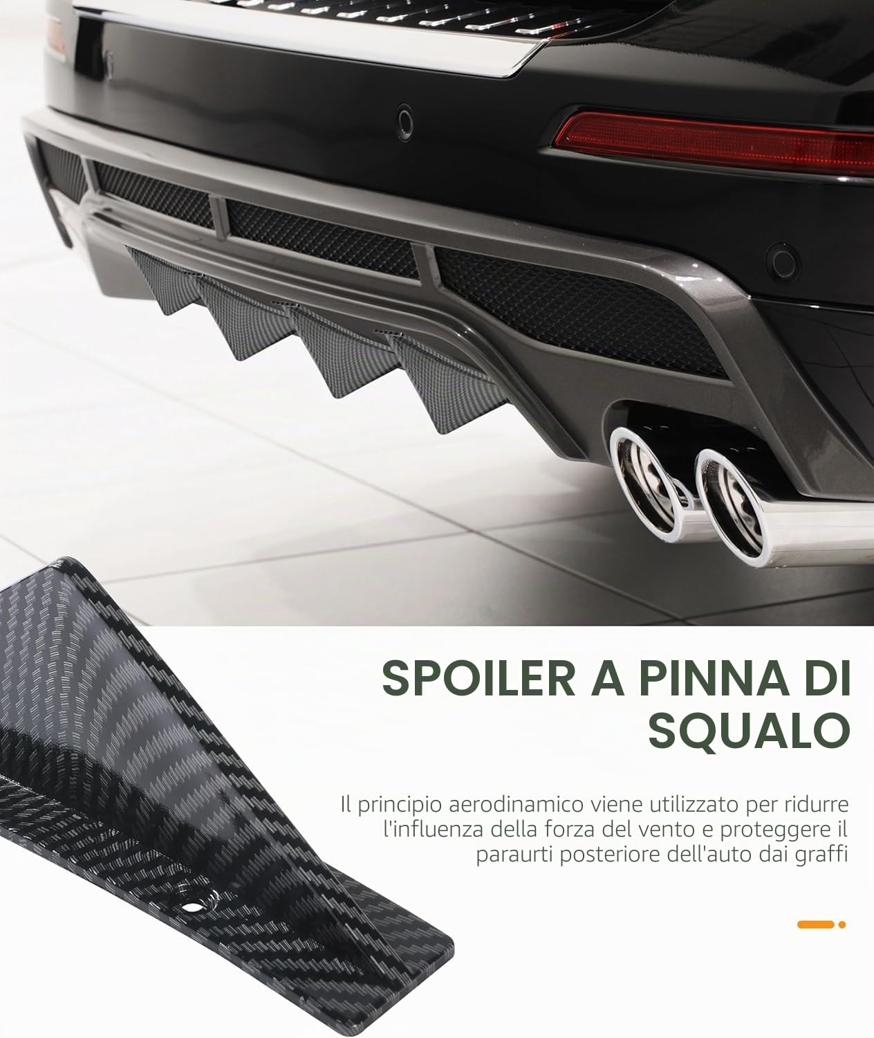 4 Pezzi Diffusore per Spoiler per Paraurti Posteriore per Audi A4 B8 Avant 2007-2016, Aletta di Squalo Diffusore Spoiler Ala Posteriore Spoiler sul Tetto,15cm/Flach