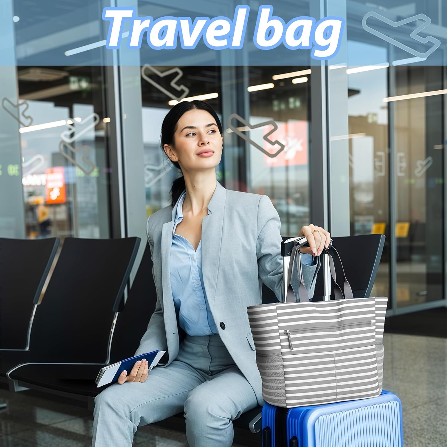 Waterproof Foldable Tote Bag for Travel – Large Carry-On with Zipper Pocket for Beach, Gym, Airplane & Weekend Trips - Image 8