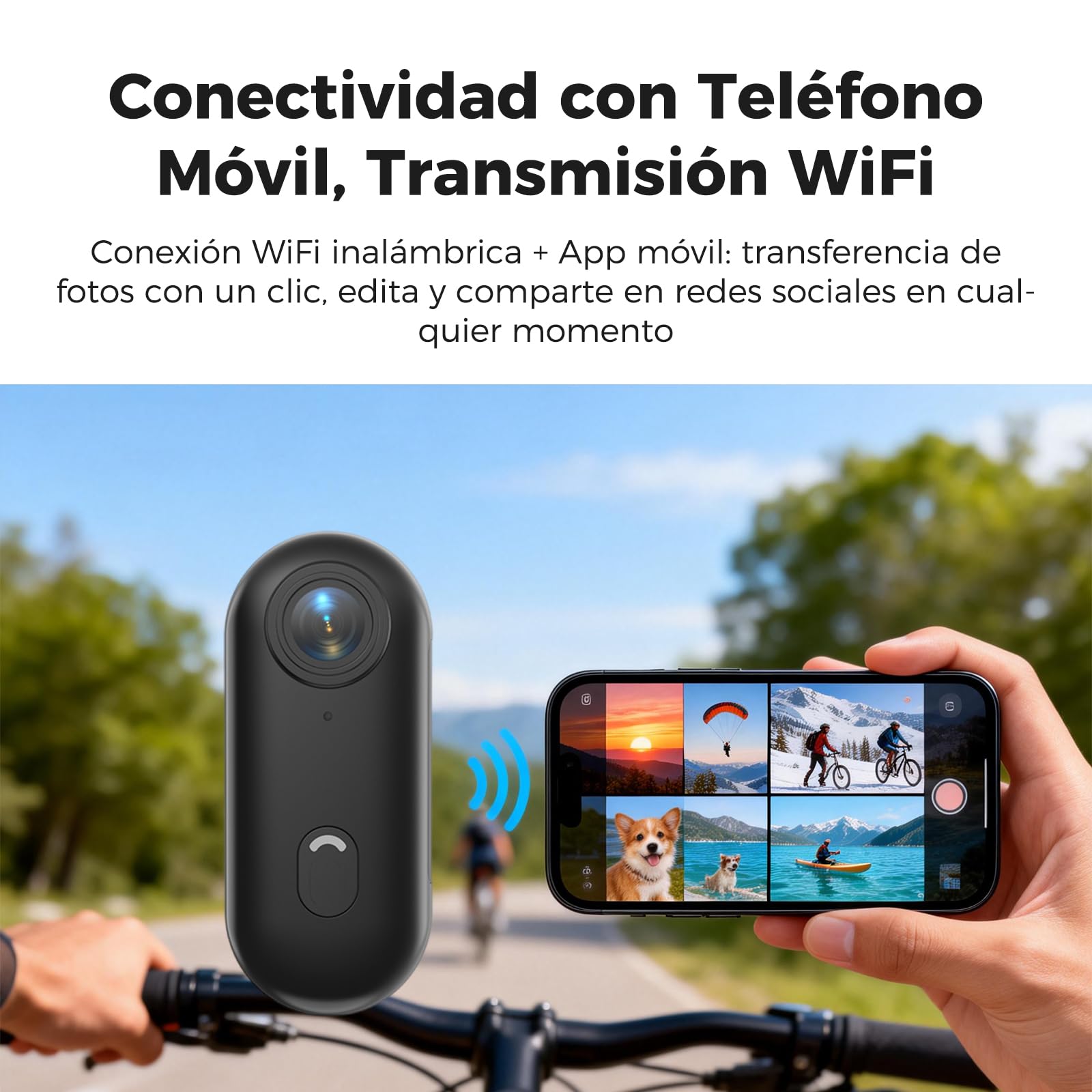 Zeerkeer Cámara Deportiva 4K WiFi, Mini Cámara de Acción POV con Imán Colgante y Clip, 120° Gran Angular para Casco de Moto