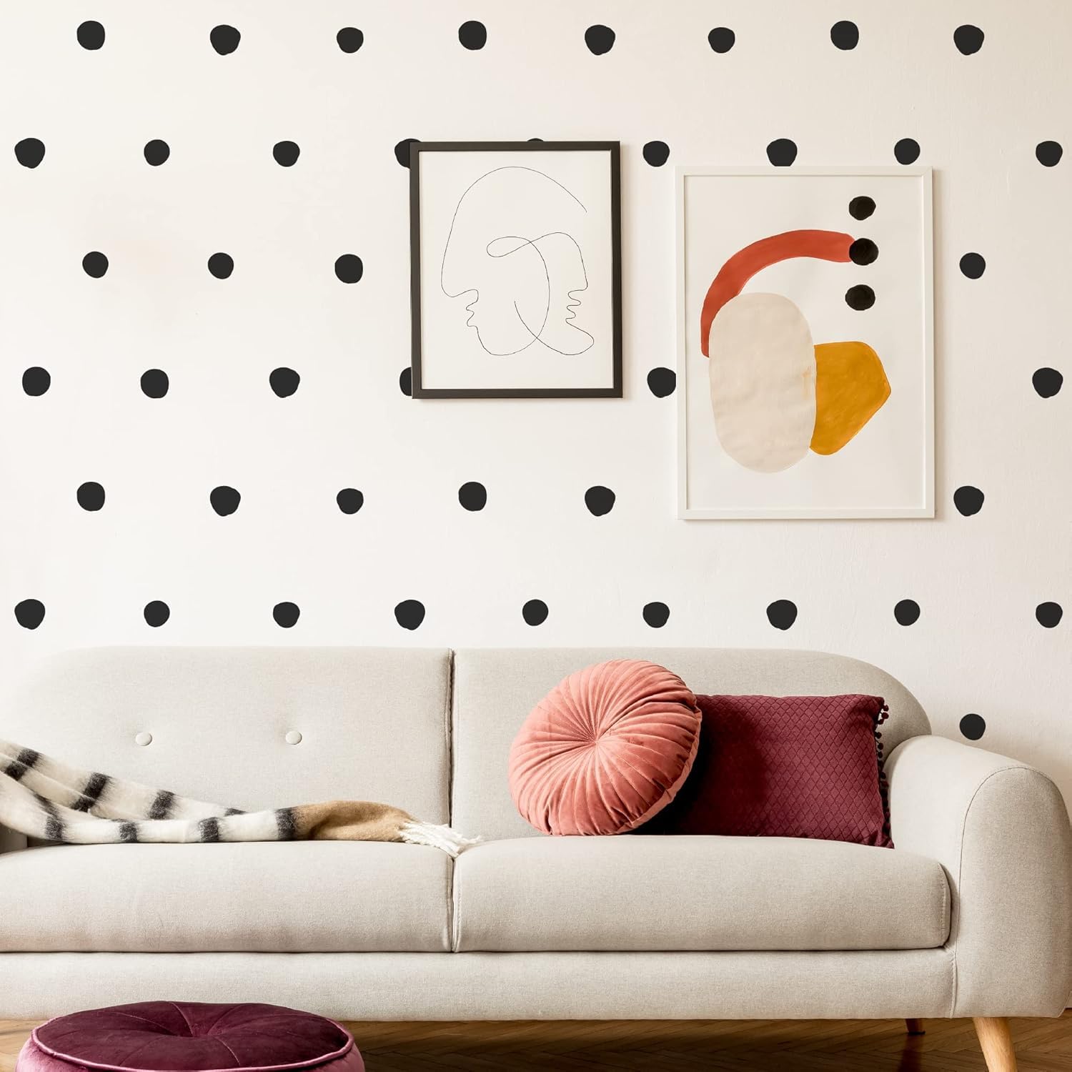 PICASSO SIGNAGE Black Vinyl Wall Decals Peel and Stick | Modern Abstract Boho Wall Art Stickers for Kids Nursery Bedroom Living Room Office Home Decor, Removable Minimalist Wall Stickers (Dots)