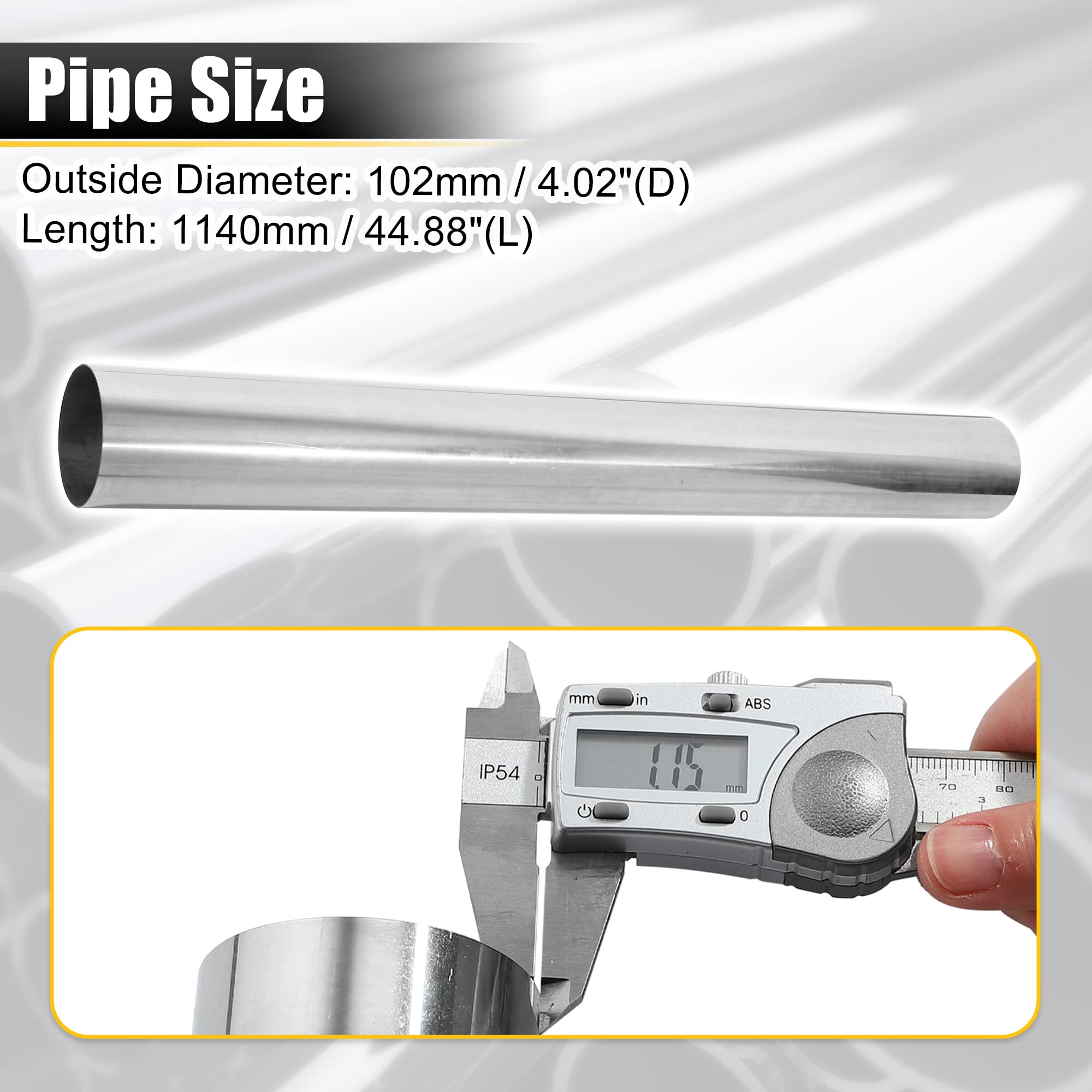 4" Mandrel Bent Stainless Steel Exhaust Pipe - 48" Length T304 (1 Piece)