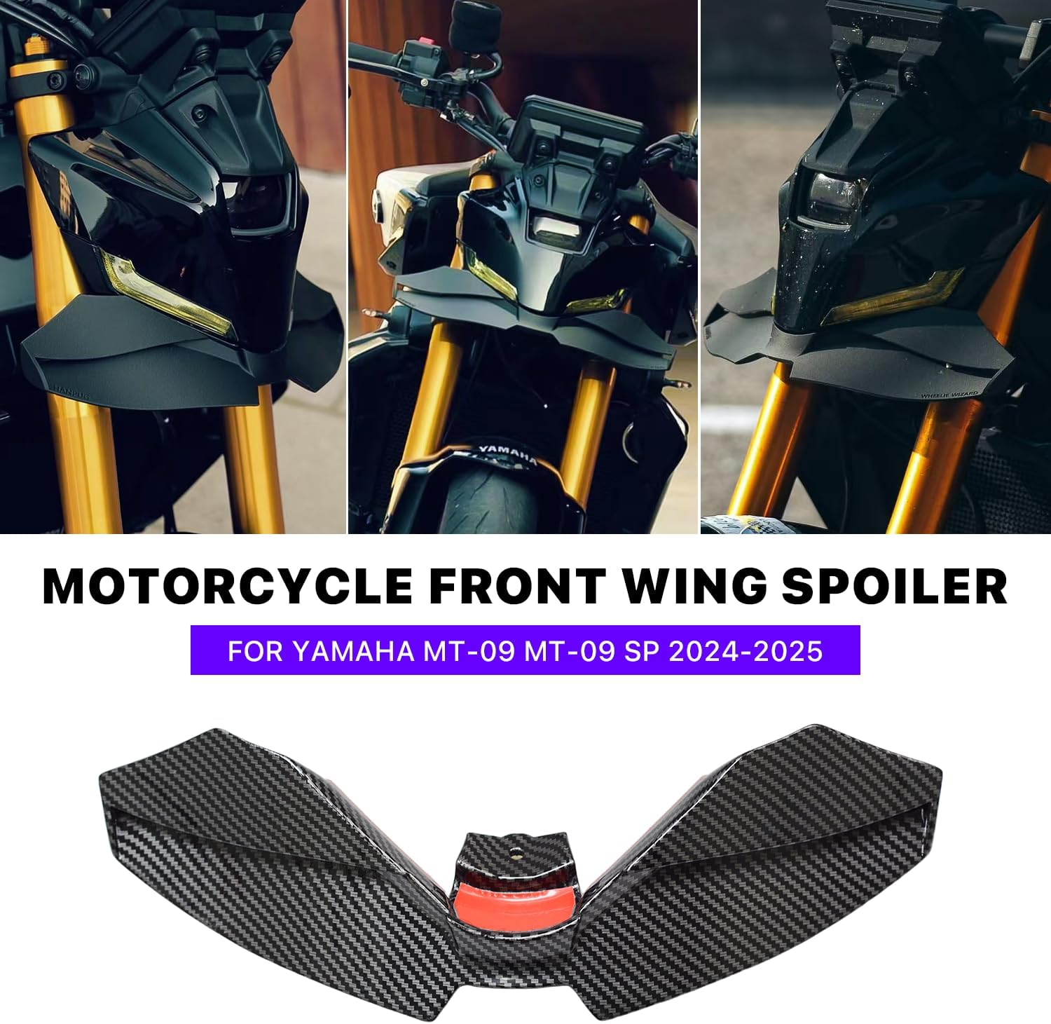 Motorcycle Winglet Fairings for Yamaha MT-09 MT-09SP (2024-2025) - Spoiler Wing for Yamaha MT 09 Winglets, Durable ABS Plastic Easy Installation of Yamaha MT 09 Fairings (Carbon Paint)