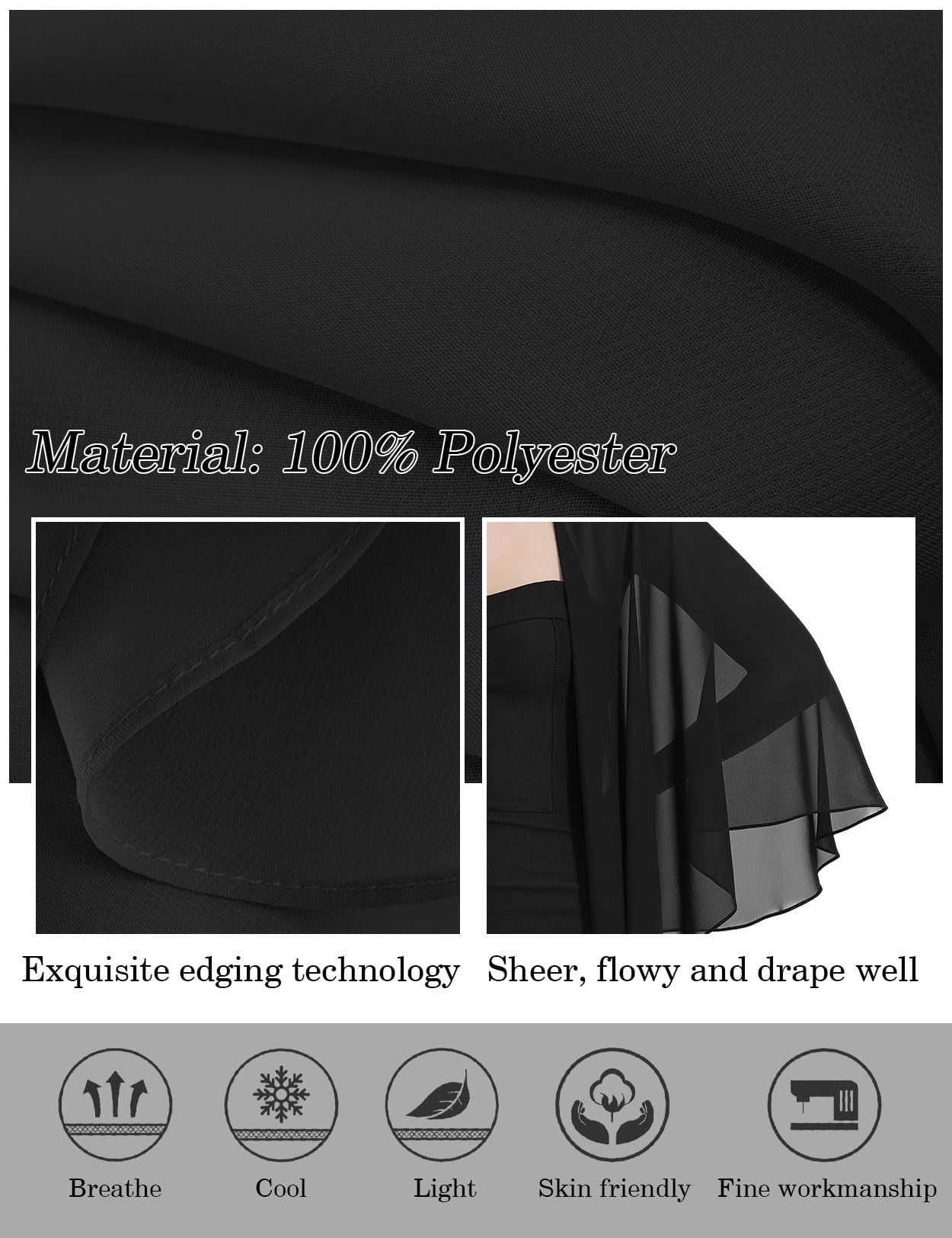 BEAUTELICATE Szyfonowy Szal Szaliki Bolero Damski Szale Wrap na Wesele Suknię Wieczorową Świąteczna Panna Młoda Wiosna Lato Wieczór