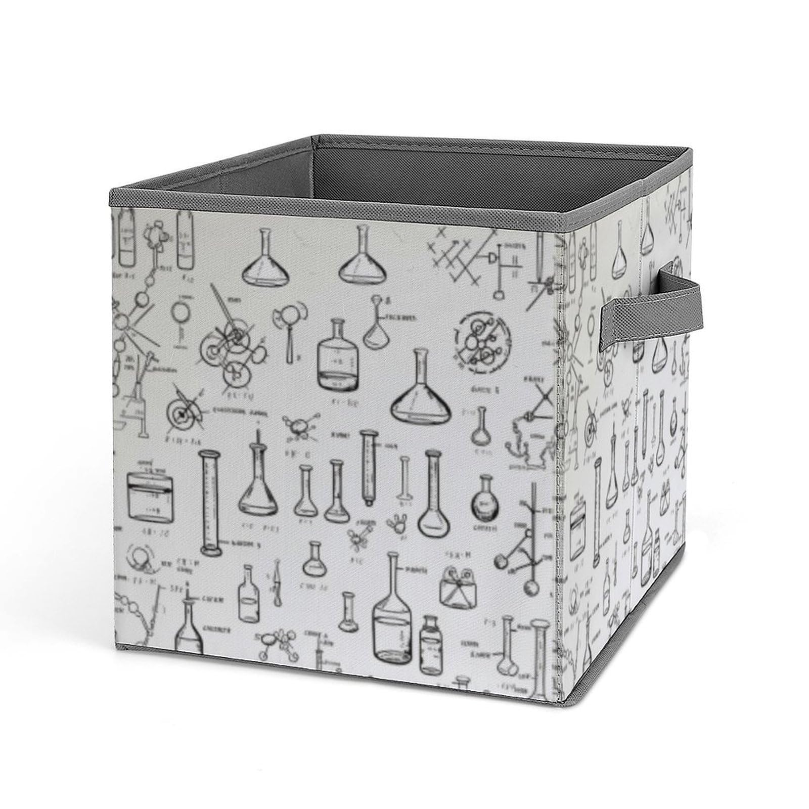 JTREHY Chemistry Print Printed Foldable Storage Box, 10.6 Inches Fabric Storage Box for Wardrobe, Bedroom, Utility Room