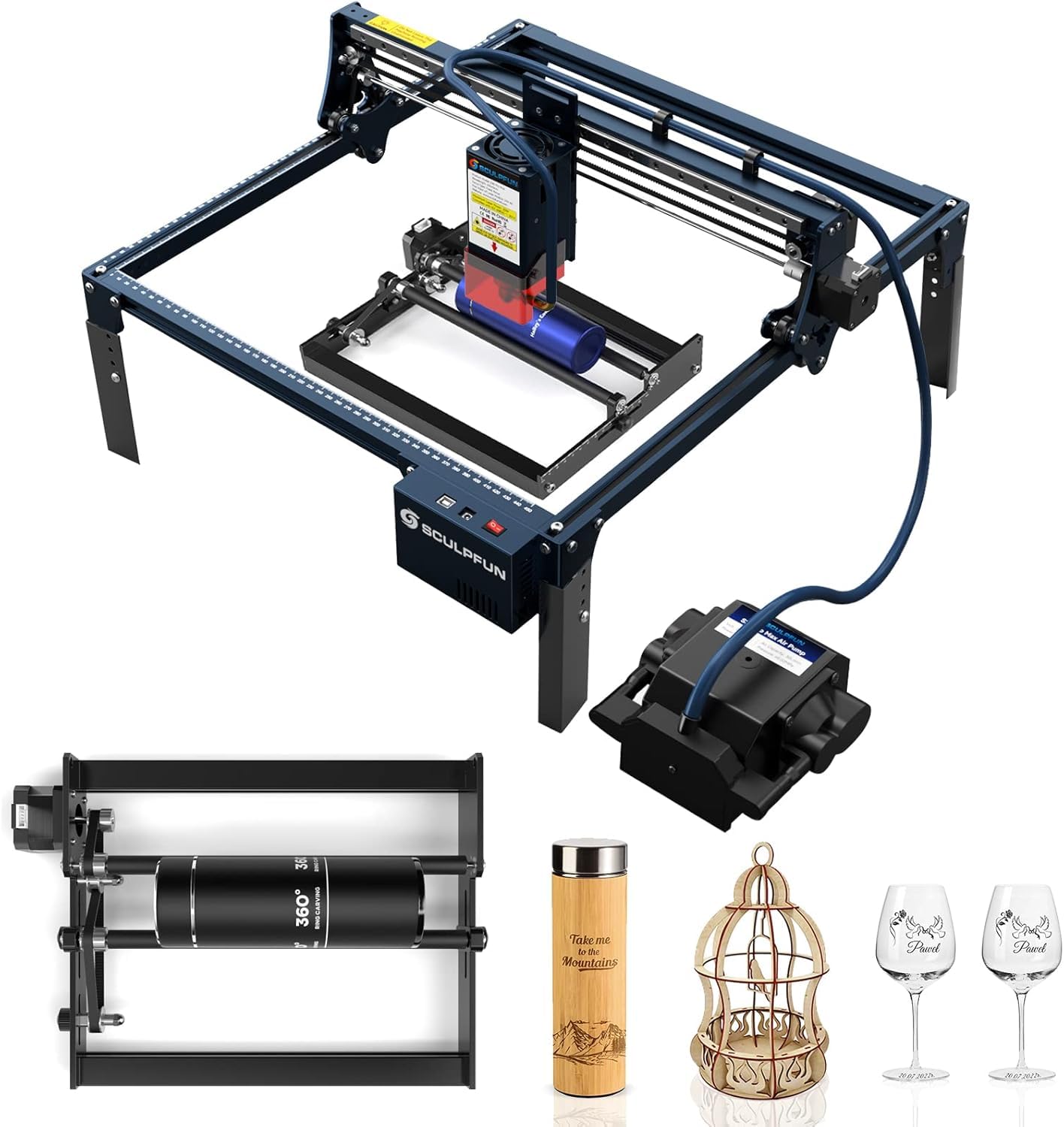 SCULPFUN S30 Pro Max Gravador a Laser com Rolo Giratório de Laser