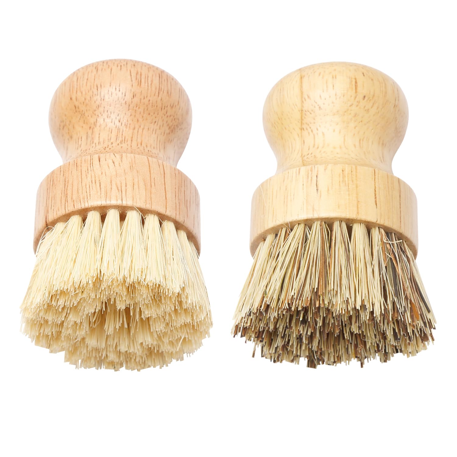 Rumyve Beige 2Pcs Wood Dish Brushes,Kitchen Cleaning Scrubbing Brushes,Soft Plant Fibre Bristle Wooden Dish Brush Set For Home Kitchen Washing Dishes Pots Pans Sink