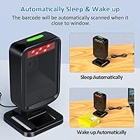 Vista 4 de 1D/2D automático omnidireccional de escritorio con cable USB lector de código de barras, Plug and Play, escáner de código de barras manos libres