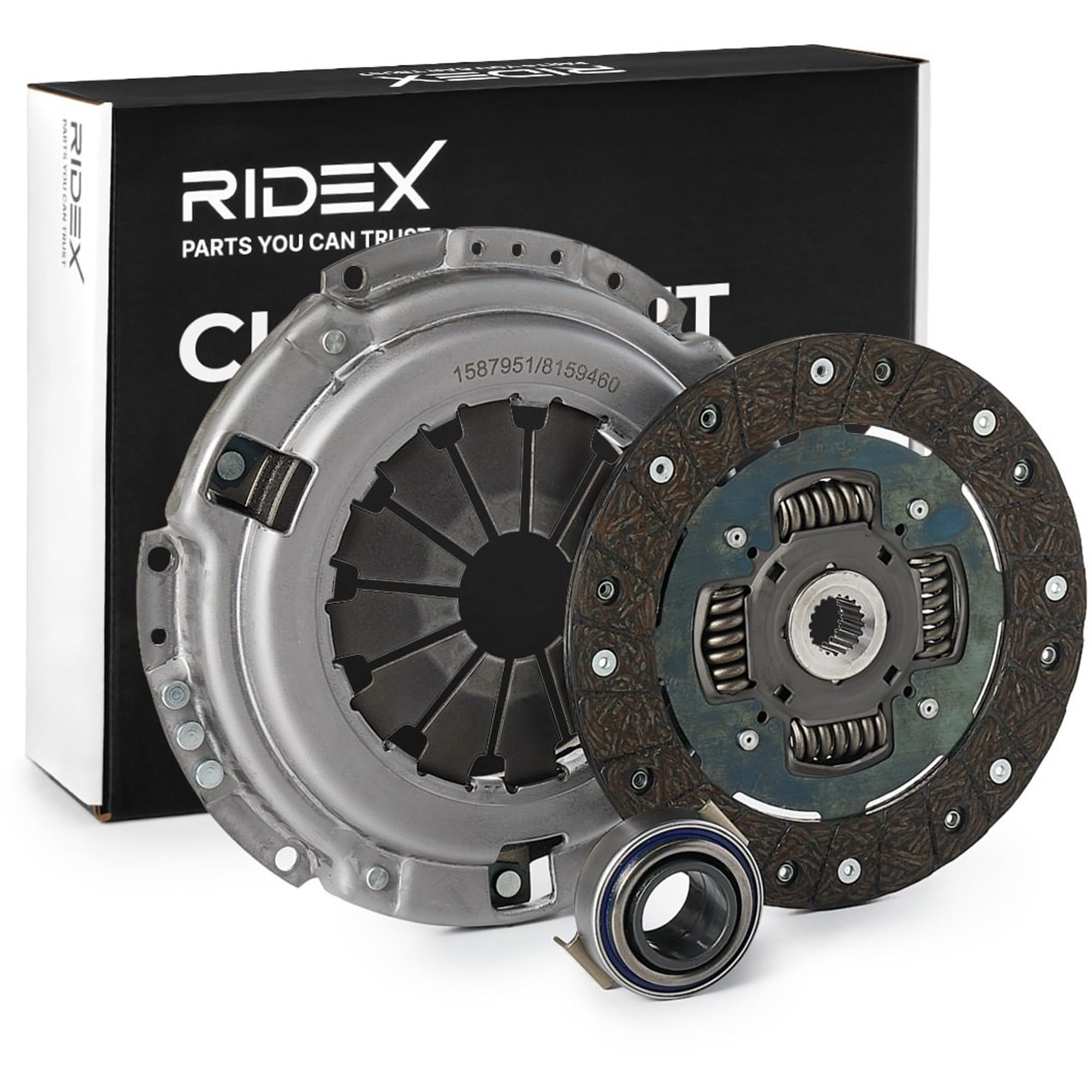 RIDEX 479C0105 Kit de embrague con placa de apriete de embrague con plato de embrague con cojinete de desembrague con apoyo Compatible con HONDA CIVIC VII Hatchback EU, EP, EV