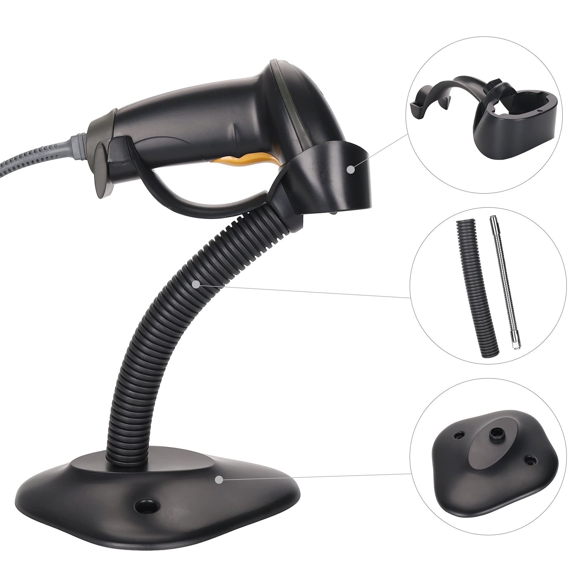 Soporte ajustable de cuello de ganso para soporte de escáner de código de barras (soporte ajustable)