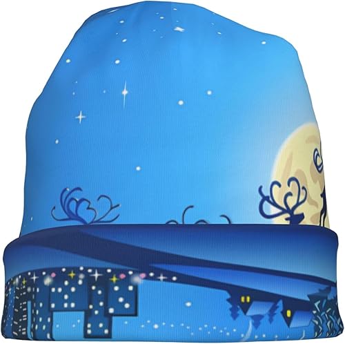 Miniatura 7 de Oupoiey Christmas Pattern Beanie Hat Warm Skull Cap Adult Knitted Hat Baggy Slouchy Chemo Cap for Women Men