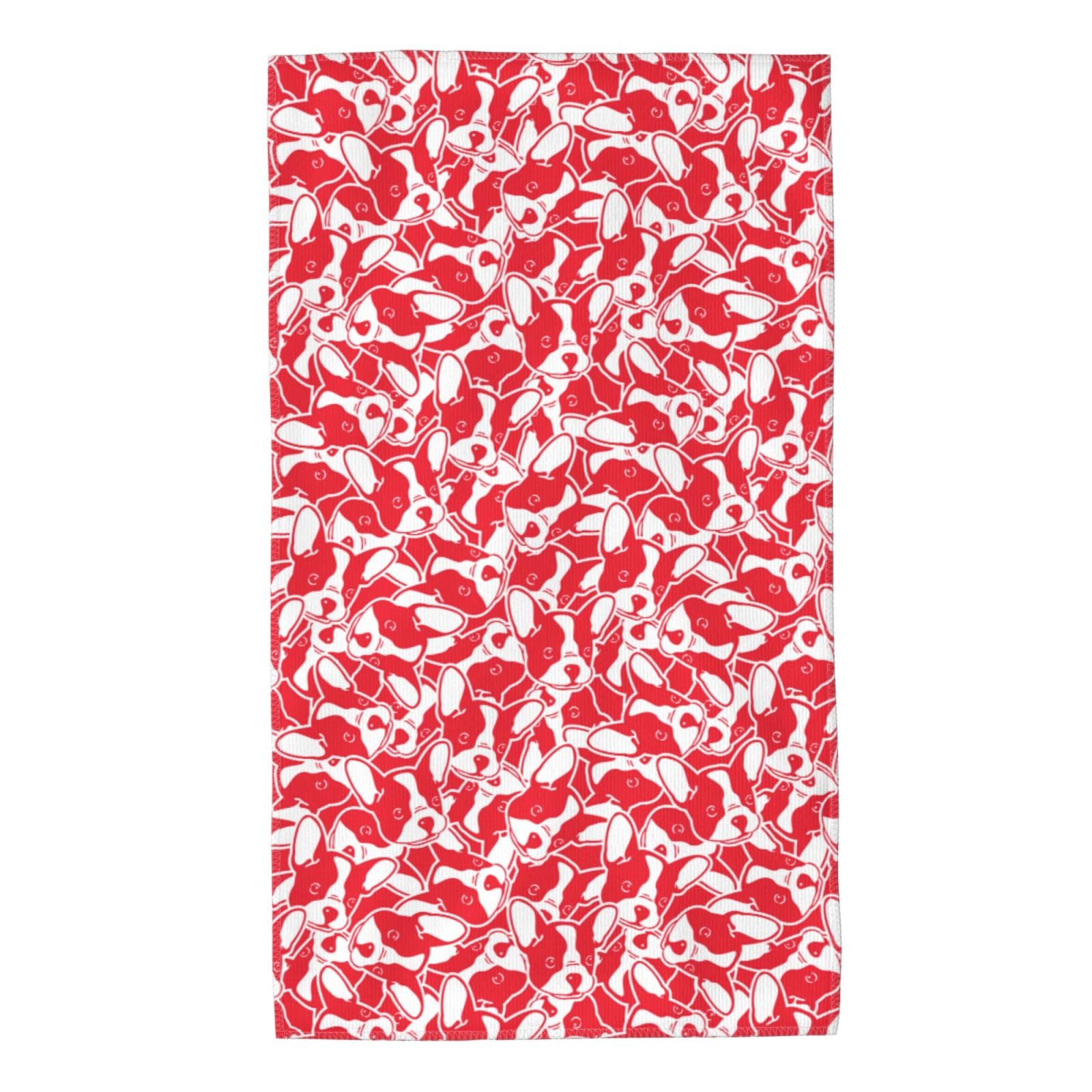 FJQWKLF Red Puppy Face Super Soft Hand Towels 27.5x15.7inch Multi-Purpose Skin-Friendly Absorbent Thin Bathroom Towels