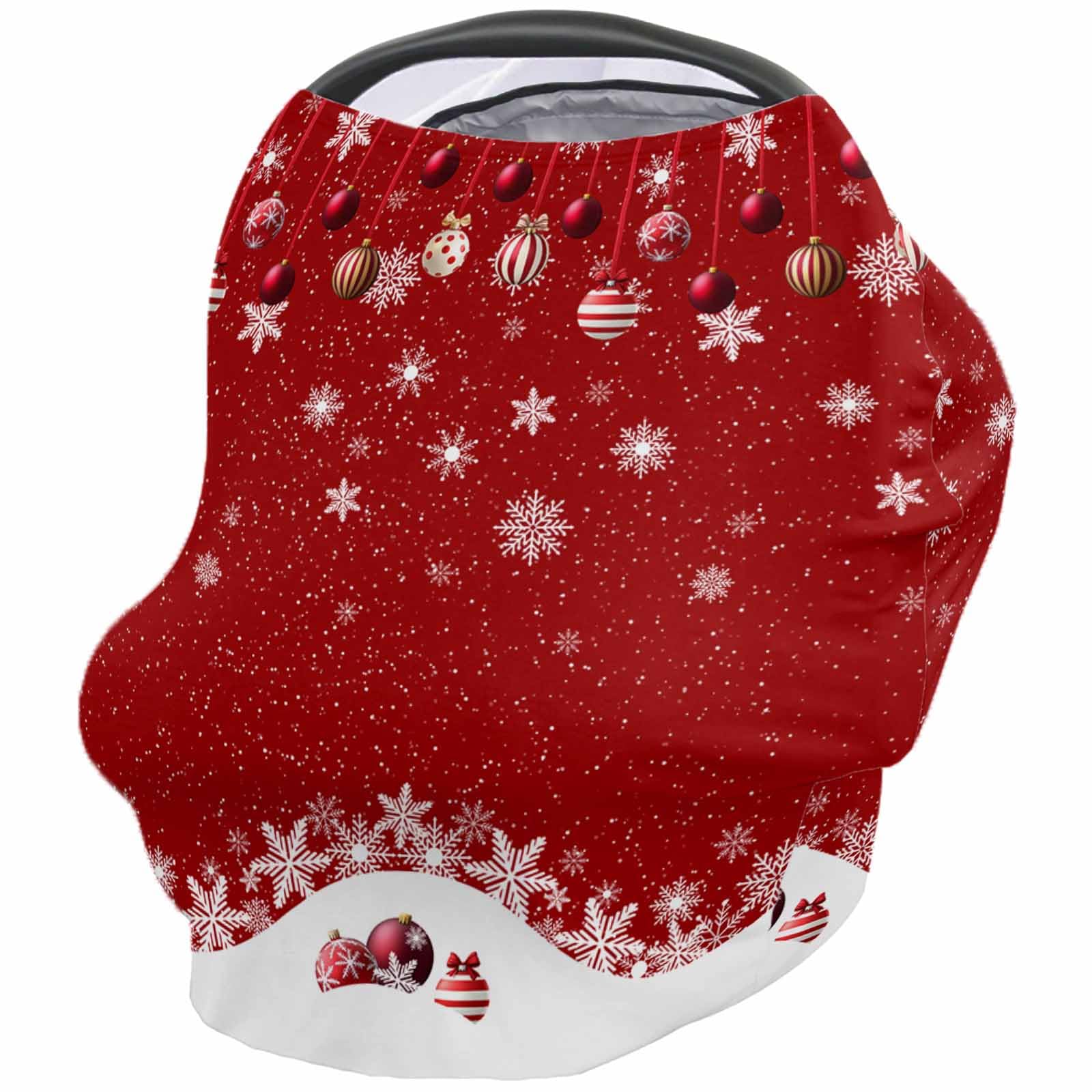 Nursing Cover for Breastfeeding Scarf, Various Christmas Ornaments Snowflakes Waves Red Baby Car Covers Super Soft Multi Use for Canopy Shopping Cart Cover Blanket Stroller Cover