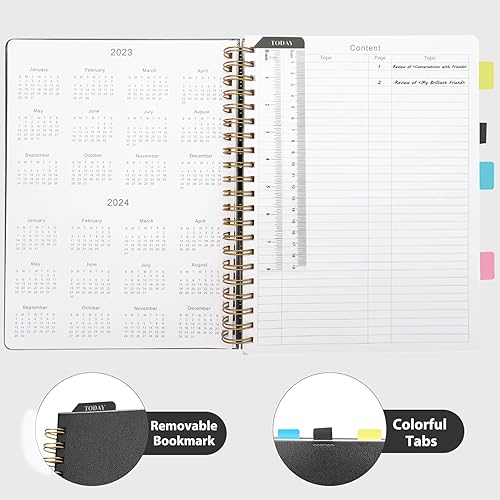 Miniatura 7 de Cuaderno de espiral, 8.5 x 11 pulgadas, cuadernos universitarios a rayas para trabajotoma de notas, diario de escritura de tapa dura de cuero para