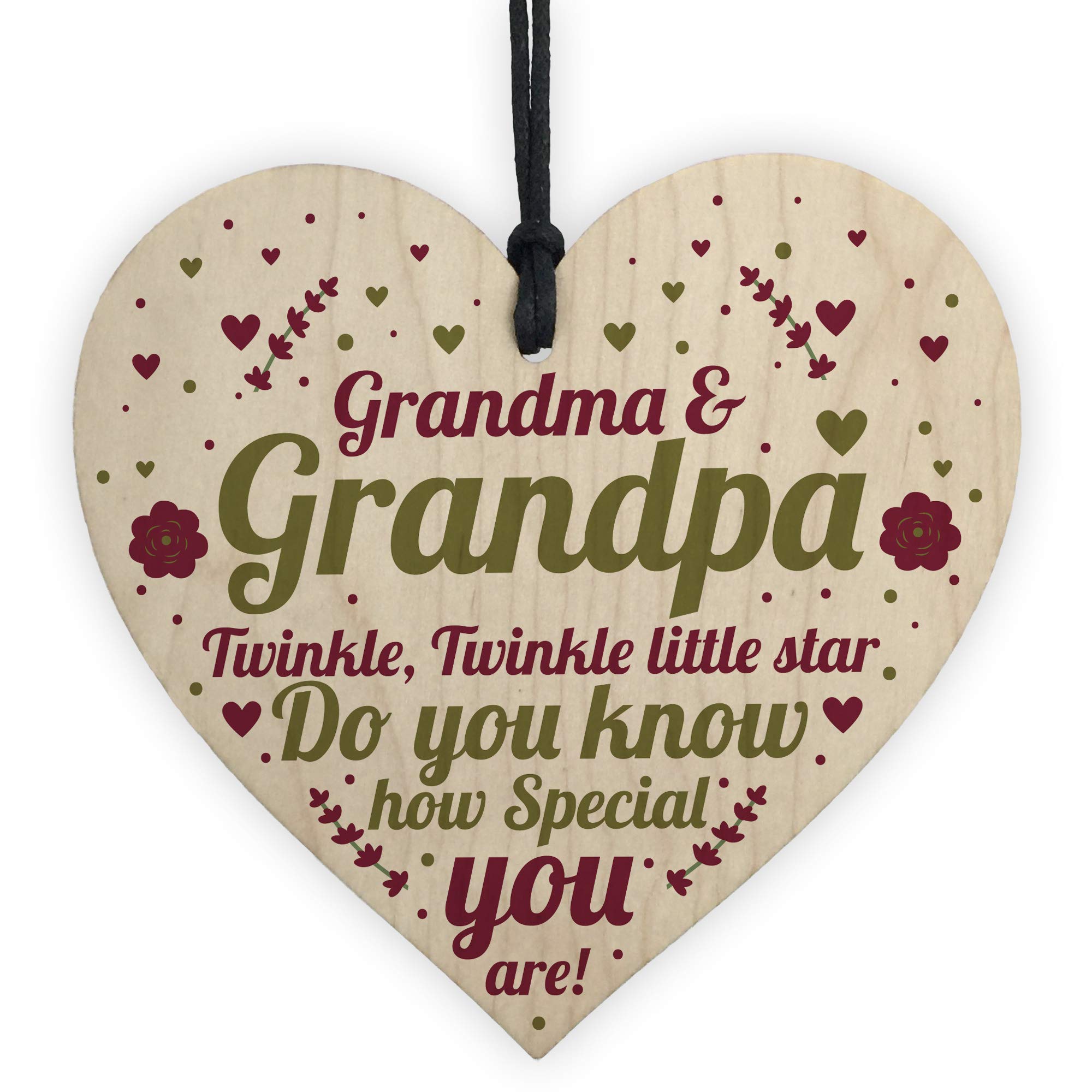 Red Ocean Multicolor Gifts For Grandpa Wooden Heart Gifts For Grandma Grandparent Keepsake Gift