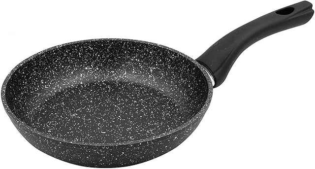 Unibos Frying Pans Non-Stick Anti-Scratch Frying Pans Cool Touch Handles Marble Effect Coated Suitable for Induction, Electric and Gas Hobs, Easy to Clean (Black 20cm)