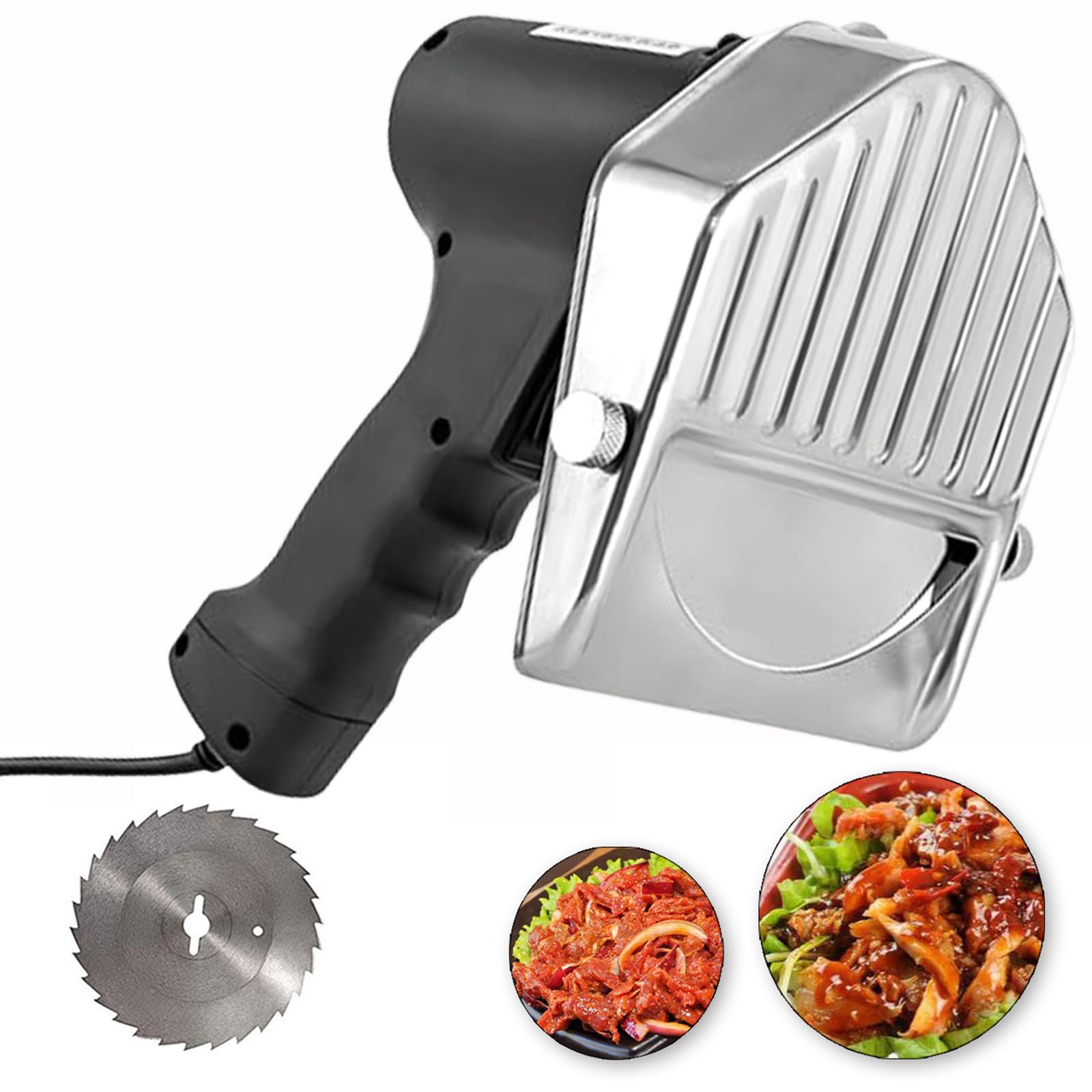 Cuchillo Eléctrico para Kebab, Cuchillo para Kebab, Máquina Cortadora de Shawarma Doner Giroscópica Turca, Grosor Ajustable de 0 a 8 mm, Corte Ajustable para Restaurante 100T
