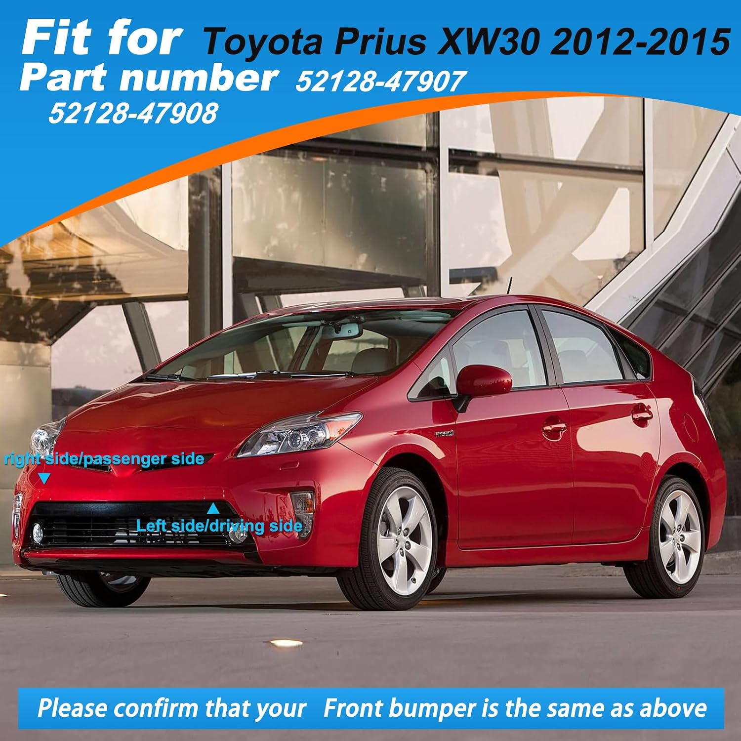 Condition photo showing New/Like New for front bumper tow hook cover towing eye cap fit for toyota prius xw30 2012 2013 2014 2015 52128-47908 52128-47907 (silver, left driver side) silver left driver side
