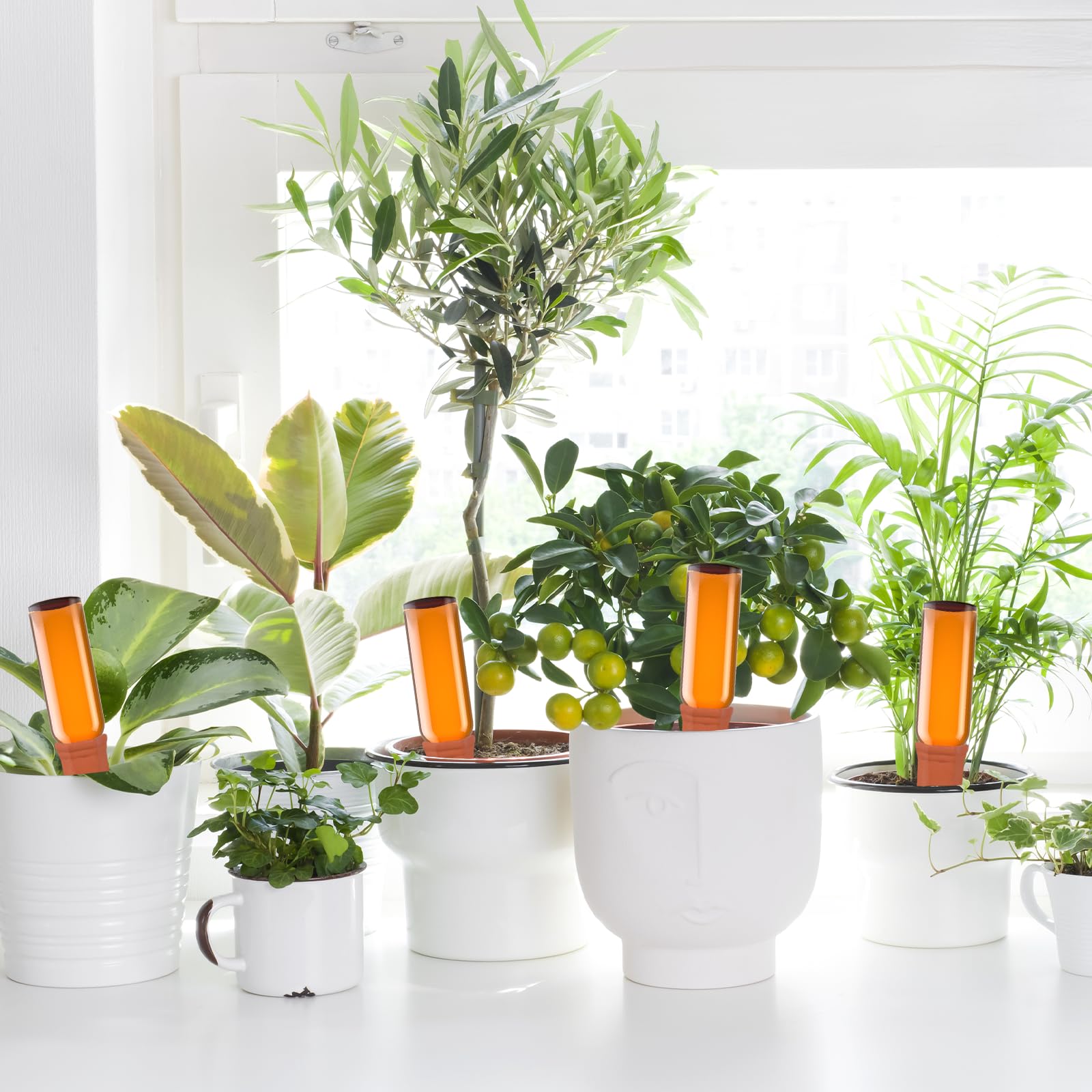 8 Picos Riego Plantas,Riego Automatico Macetas,Sistema de Riego Automático de Terracota,Dispositivo de Irrigación Automático en Vacaciones,para Regar Planta en Interiores y Exteriores