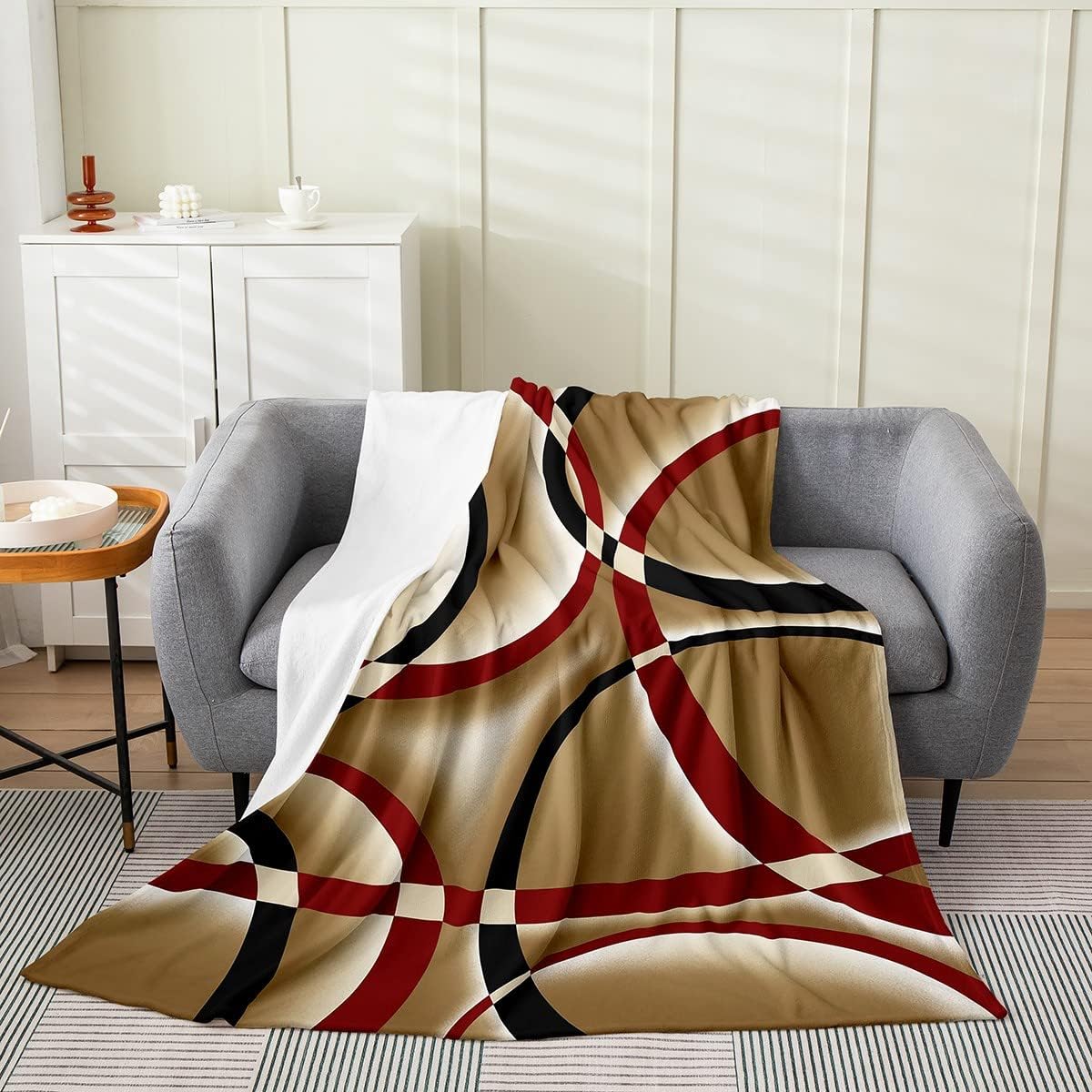 Retro Circle Geometry Flannel Fleece Blanket Throw Size