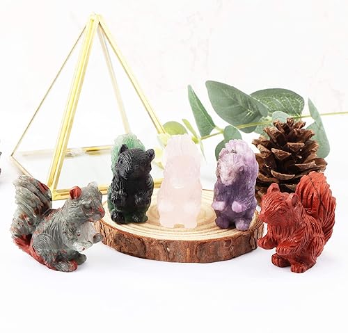 Miniatura 2 de SMQ Ardilla África de piedra de sangre de 2 pulgadas, cristal autocurativo tallado a mano de África sangre animal gema ídolo reiki colección de