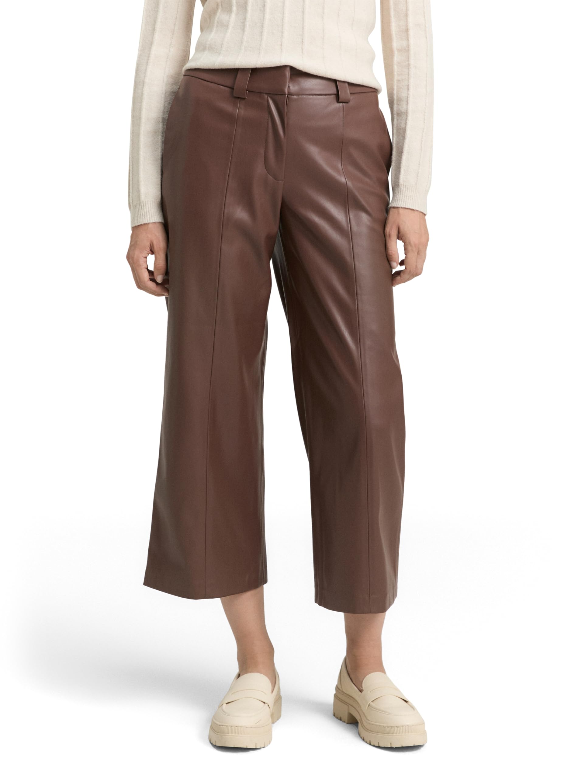 TOM TAILOR Damen Culotte Hose in Lederoptik