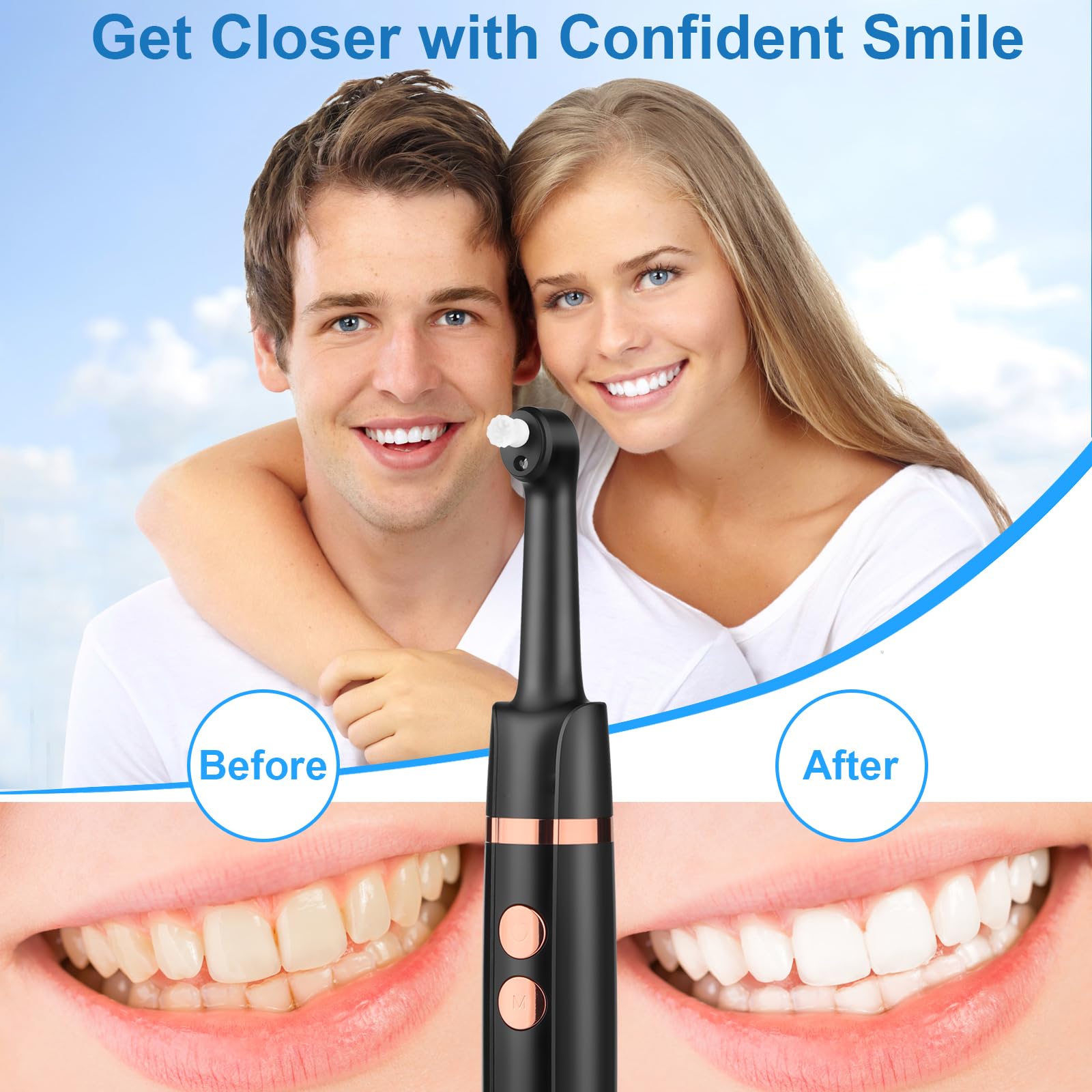 Kit de Blanchiment des Dents Électrique Polisseur Dentaire Rechargeable 5 Modes