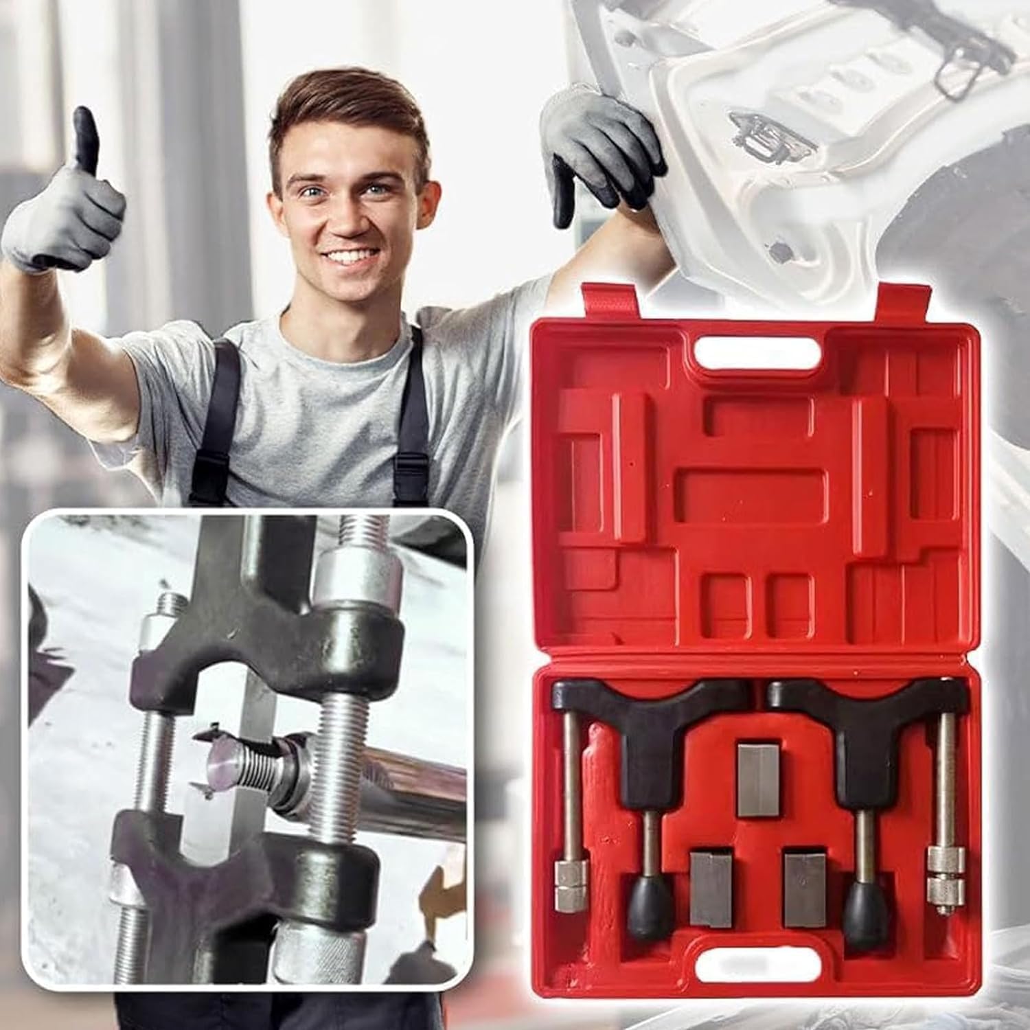 Kit de herramientas de reparación de rosca de medio eje integrado, herramientas universales de medio eje para reparación de rosca de perno externo, rango de ajuste de 30 a 110 mm, 1 unidad
