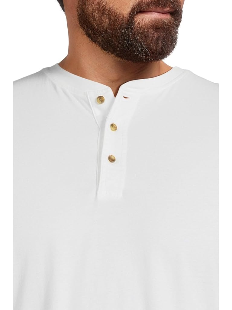 White L.L.Bean Carefree Unshrinkable Tee Traditional Fit Long-Sleeve Henley