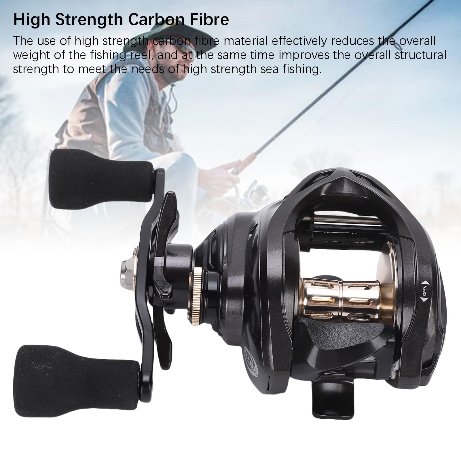 Sonew Mulinello da Lancio High Capacity Wide Spool Serie Pro Angler, Carbon