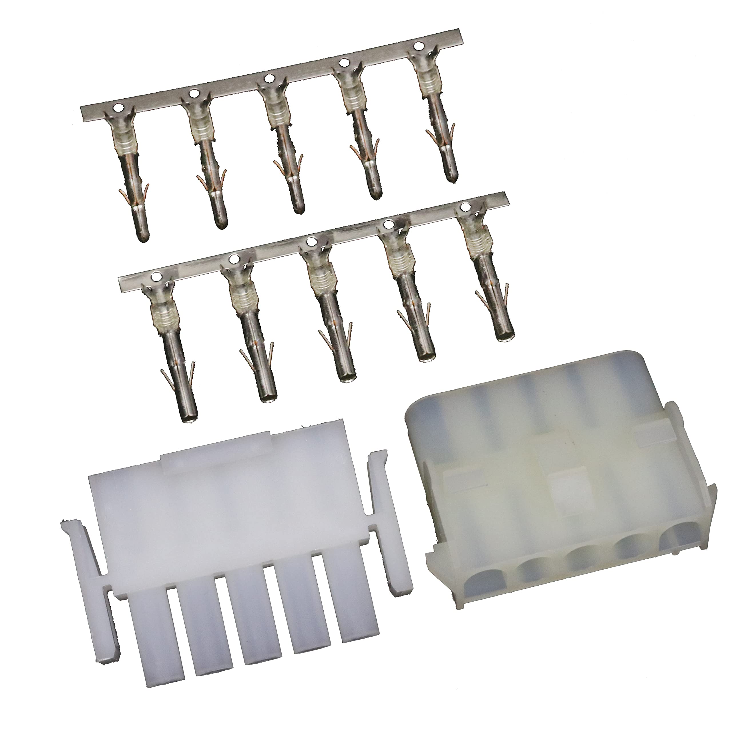 63080 6.35mm 5-pin Wire-to-Wire Crimp Connector Plug + Wire Socket + Crimps, Pack of 50 Compatible With Molex MLX Power