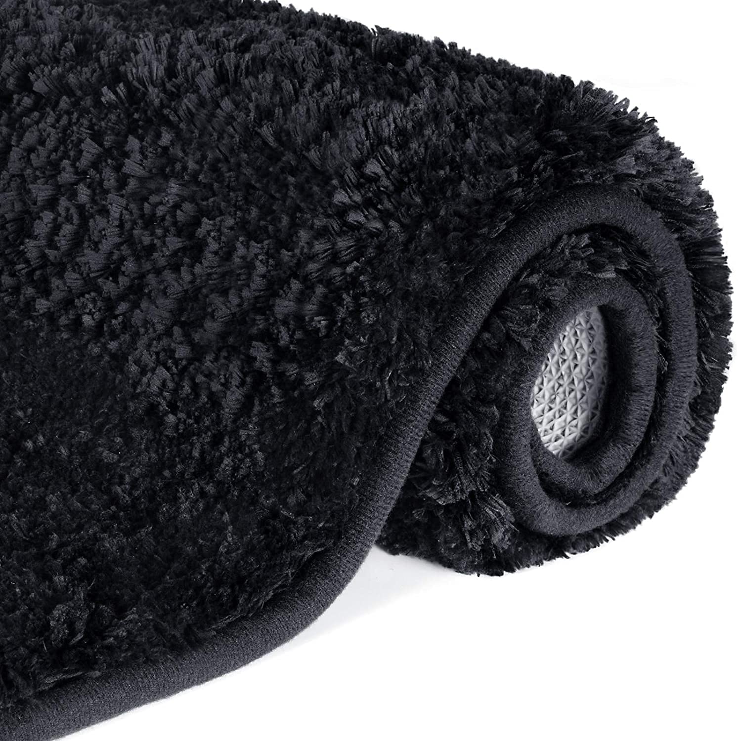 Lifewit Bathroom Rug Bath Mat Plush Microfiber Non-Slip Soft Shower Rug Water Absorbent Thick Shaggy Floor Mat, Machine Washable, 32"" x20, Black