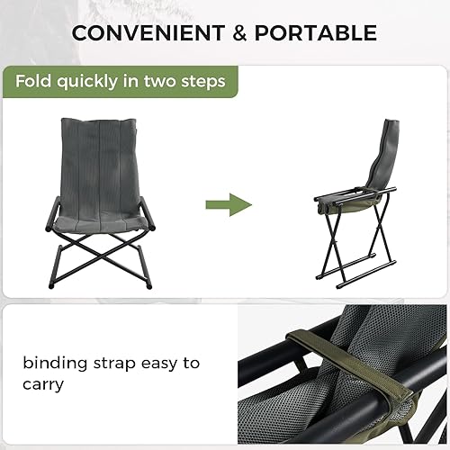 Miniatura 6 de Grand Patio Sillas plegables para acampar con otomana, acero de respaldo alto, resistente, portátil, tela totalmente acolchada para adultos, asiento