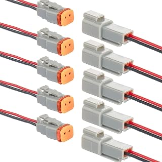 MUYI Deutsch Connector 5 Pack 2Pin Way 16AWG Waterproof Wire Connector