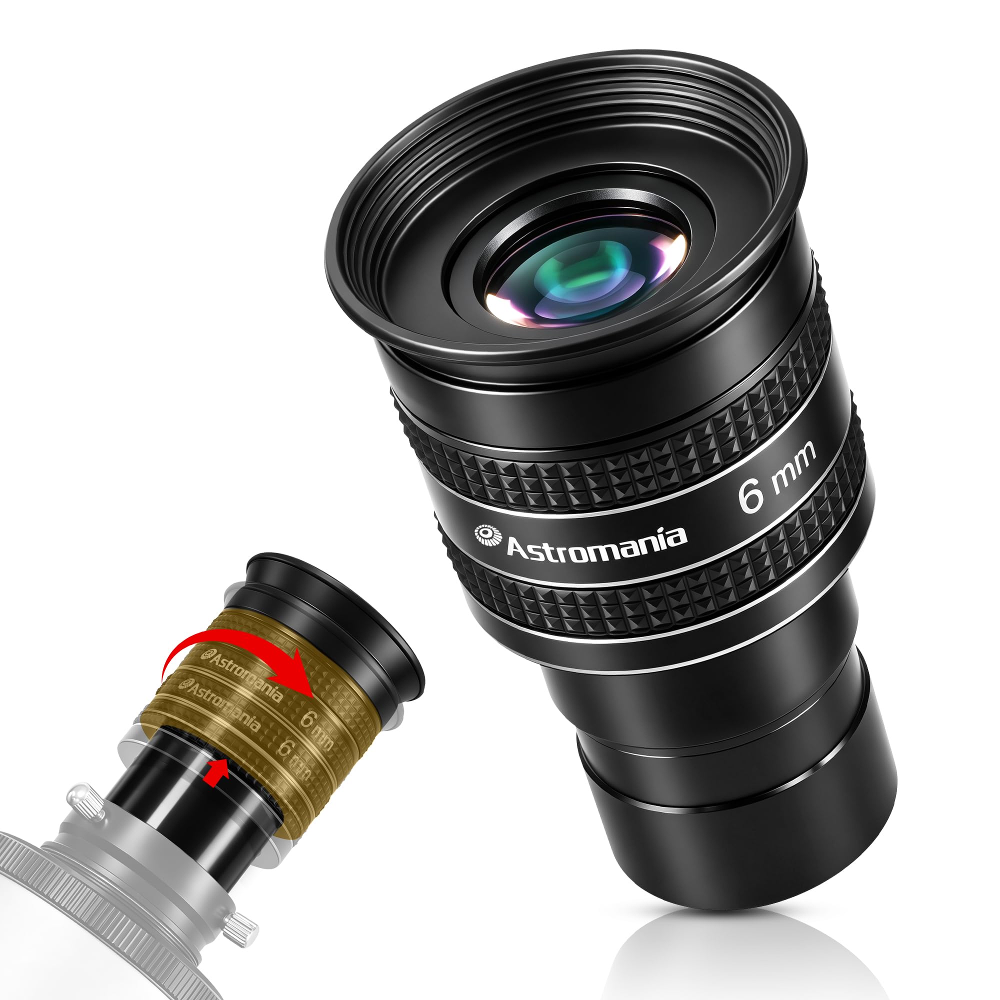 Astromania Ocular planetario de 1.25 Pulgadas, 6 mm, 58 Grados para telescopio