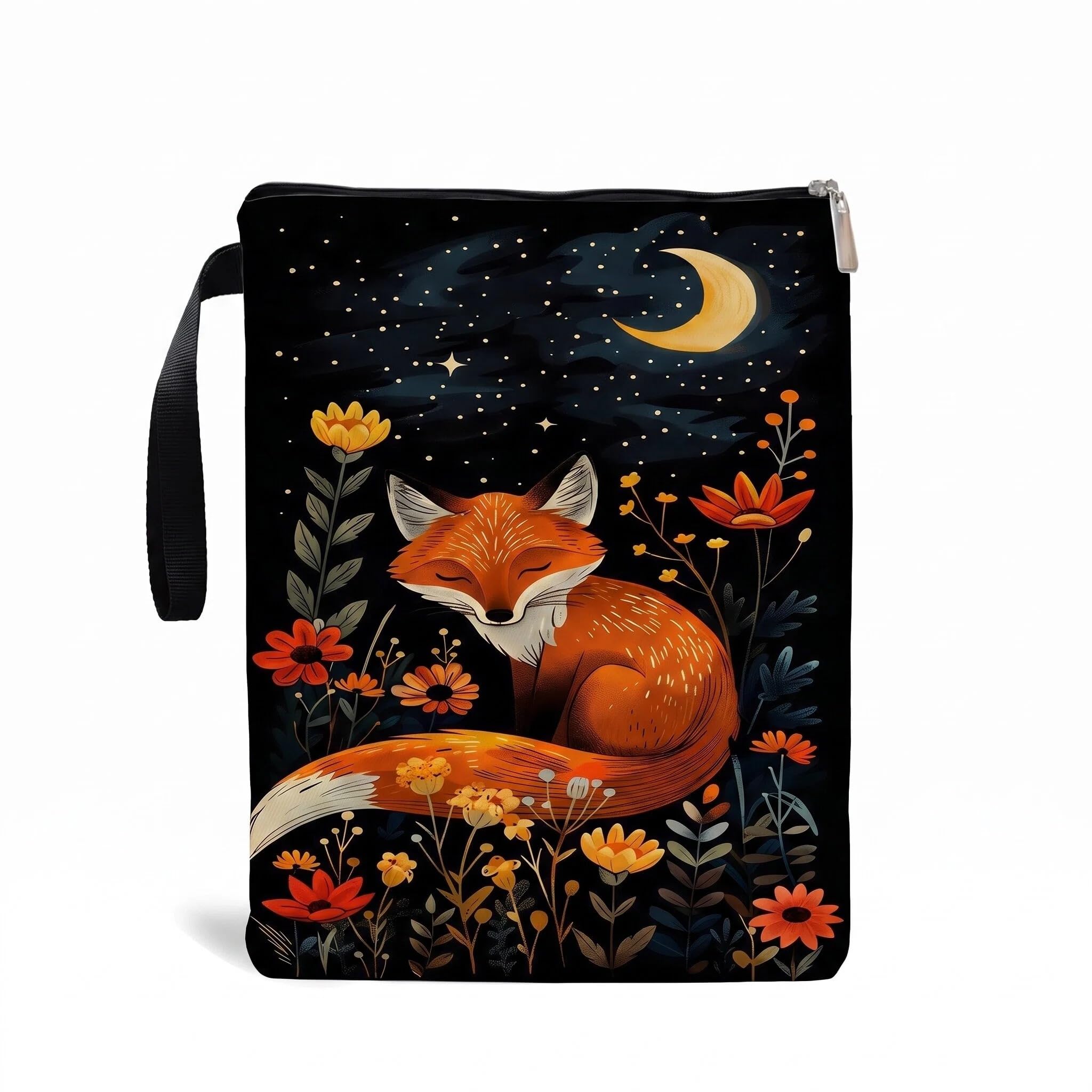 Yipakeh Book Sleeve, Fox Print Zippered for Books/Tablets Travel