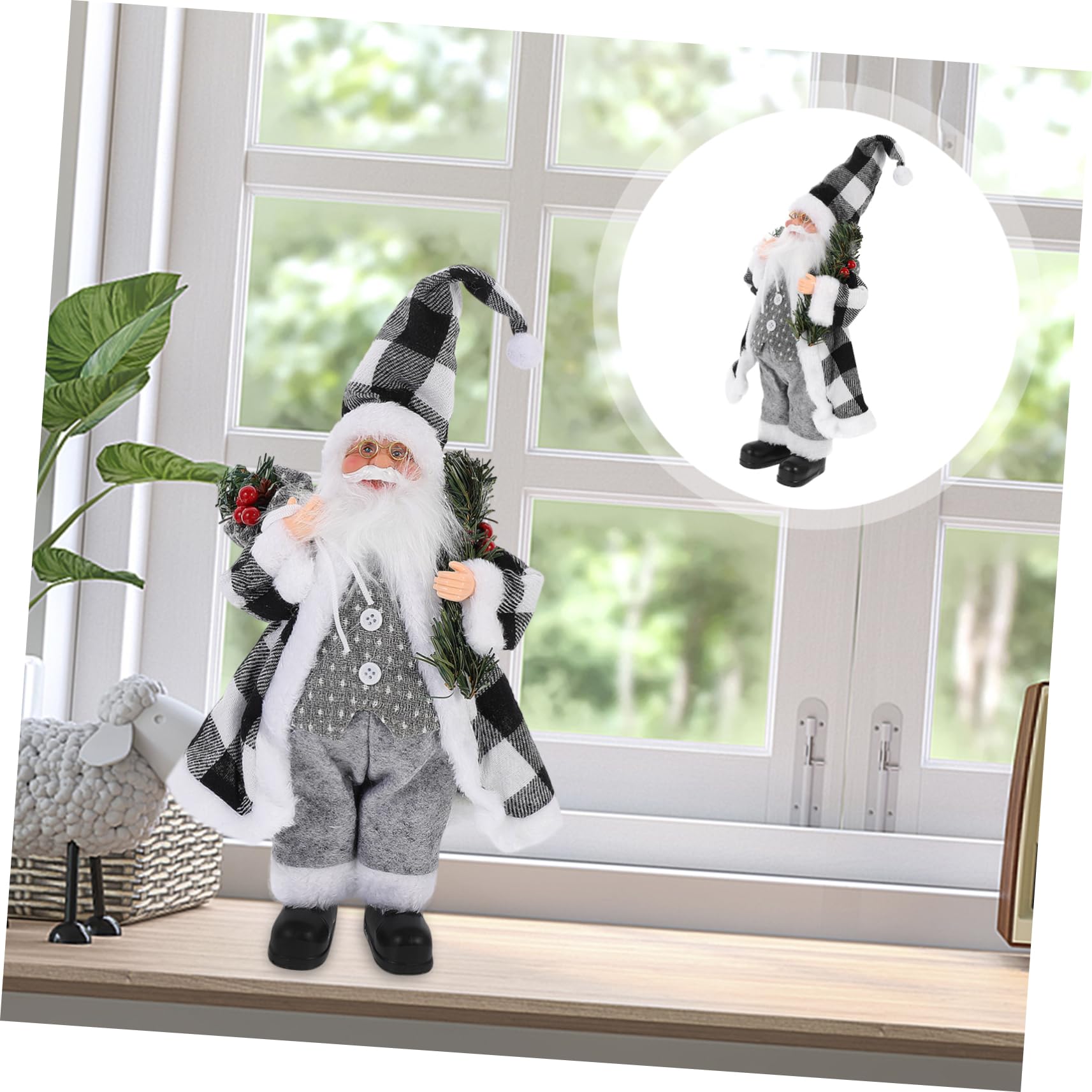 Cabilock 2st Alter Mann Puppe Dekoration Weihnachtshandwerk Weihnachtsschmuck Für Den Tisch Weihnachtsstatue Tischplatte Weihnachtsverzierung Weihnachtsmann-skulptur Chemiefasertuch