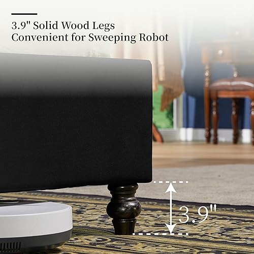 Miniatura 4 de PaPaJet Armazón de Cama Tamaño Queen Cama Plataforma Tapizada con Cabecera de Trineo Alta de 53'', Acolchado con Botones, No Se Necesita Somier,